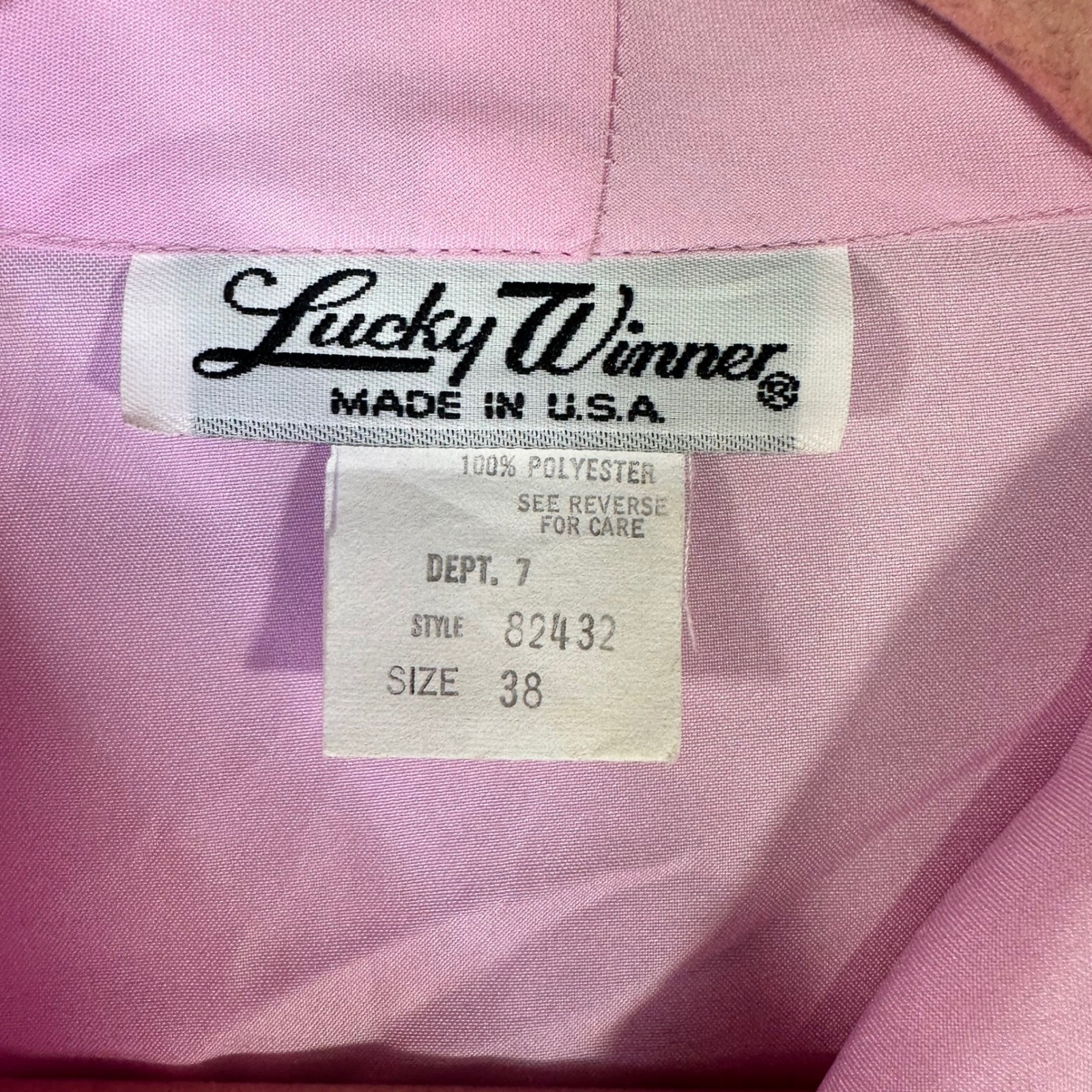 Vintage Lucky Winner Pink Tie Neck Blouse Long Sleeve Secretary Top Size 38 USA