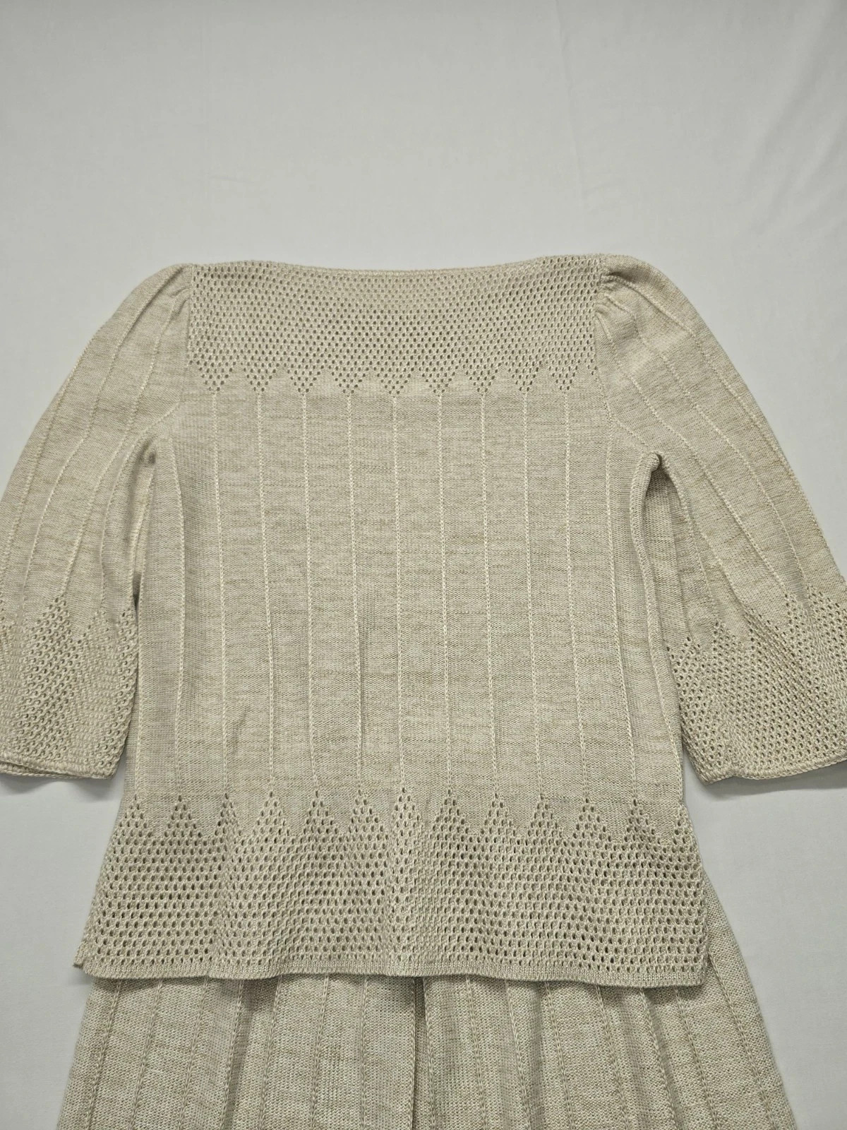 Vintage Vivanti 70s 80s Size 12 Knit Sweater & Skirt Crochet Cottagecore 2pc Set