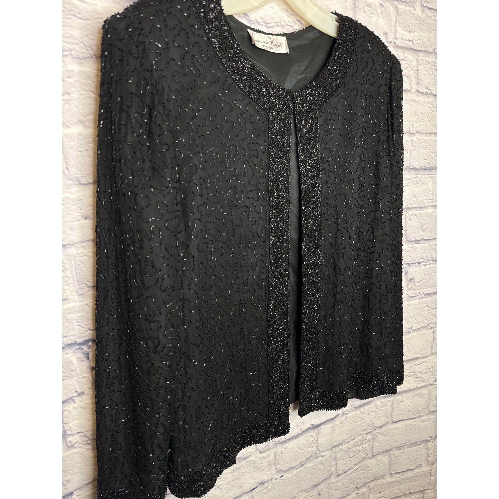 Lawrence Kagan New York Vintage Women’s Fully Black Beaded Formal Jacket SZ MED