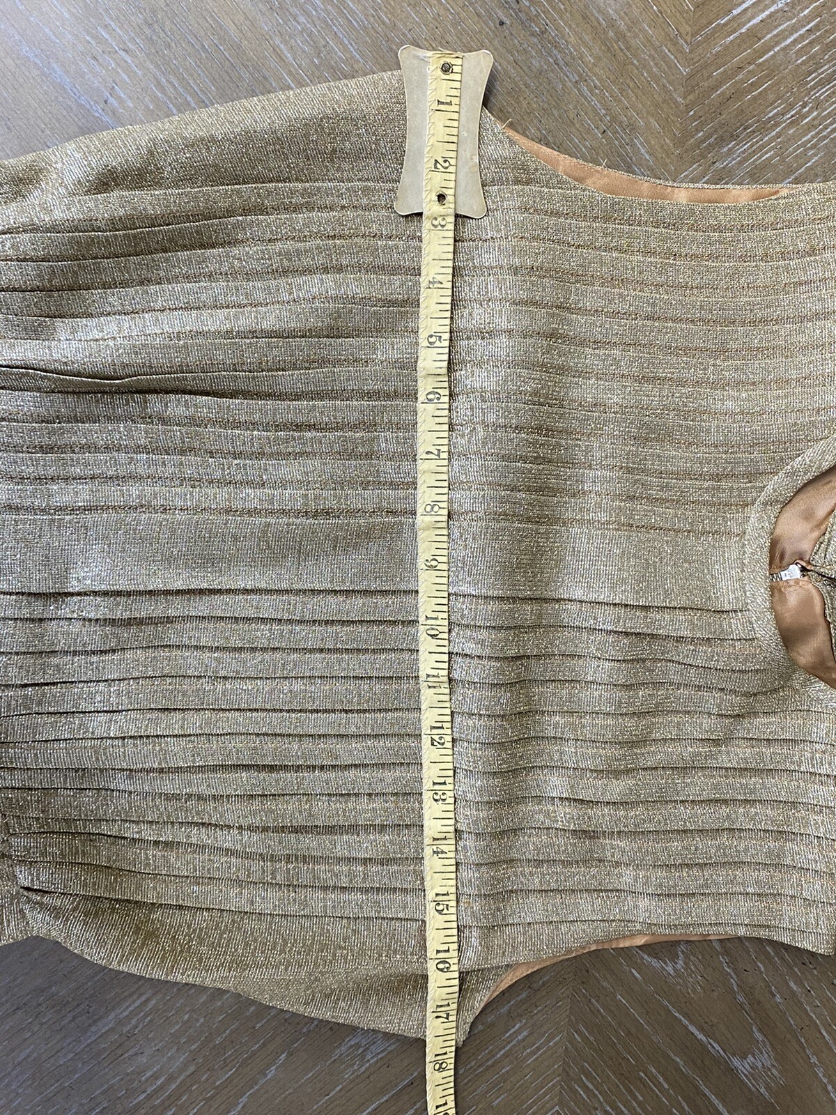 VTG 50s 60s Gold Lame Cocktail Party Dress sz 10 Medium Pleated Normay Hostess