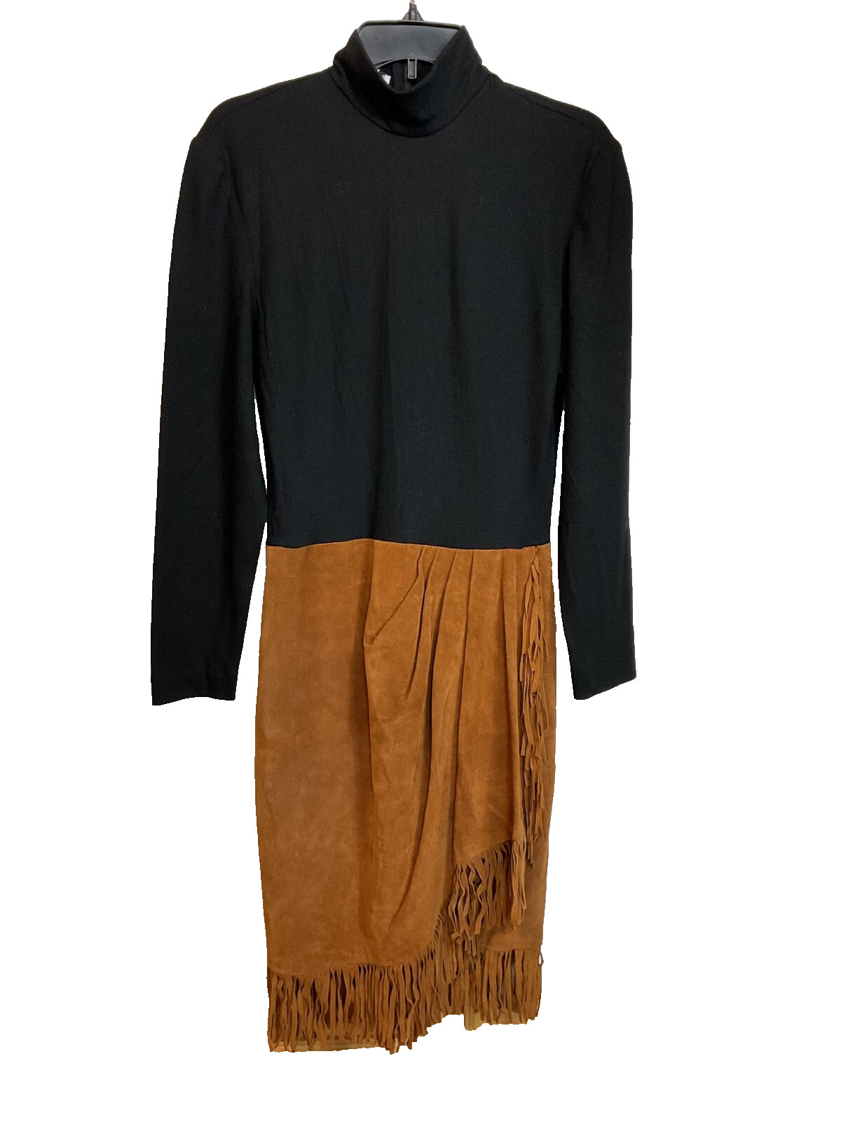 Vintage KENAR Wool and Suede Leather Dress Fringed Western Cowgirl