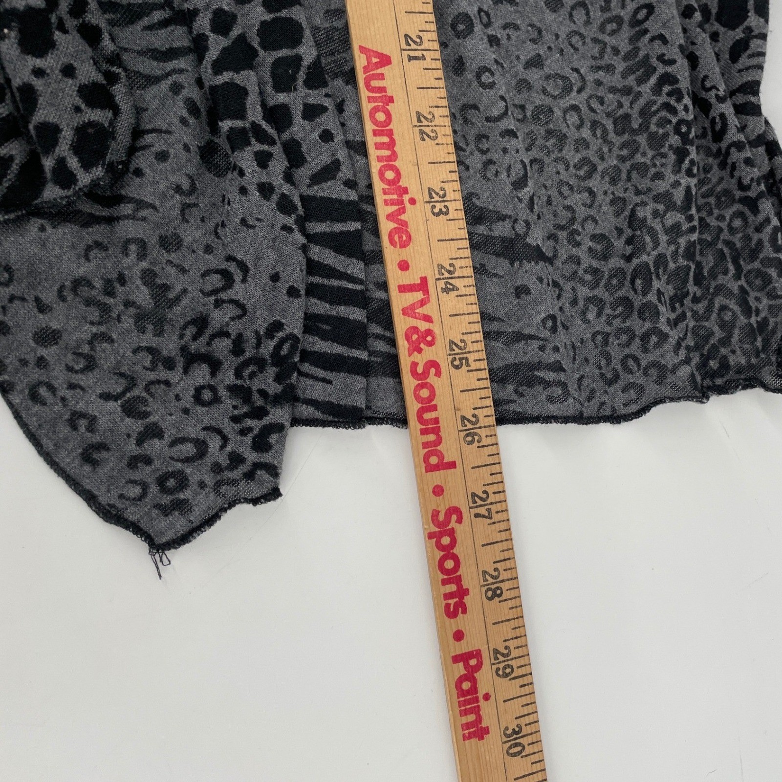 Vintage Open Front Cardigan Women XL Grey Mixed Animal Print Leopard Artsy Boho