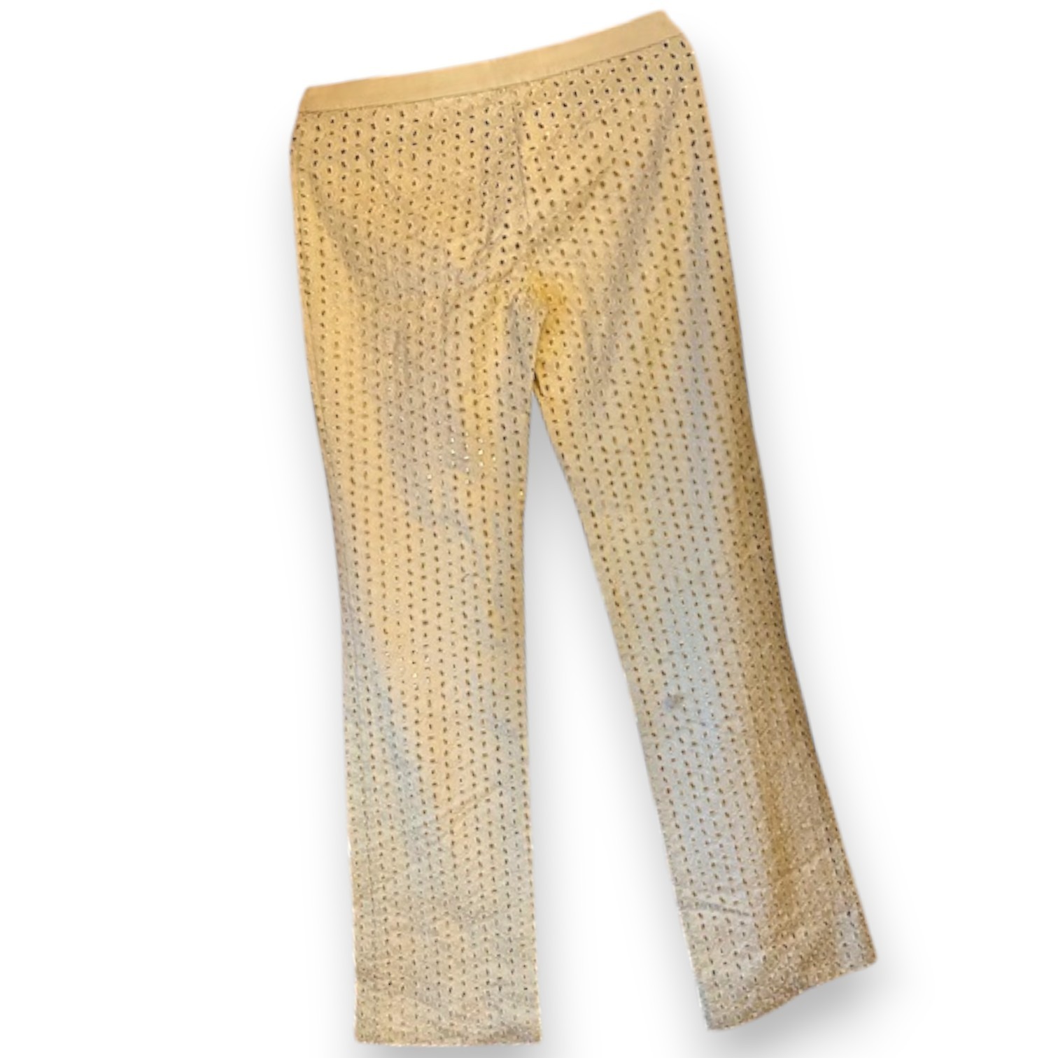 Gianni Versace Vintage Couture Ecru Unlined Lace Eyelet Pants Made in Italy Rare