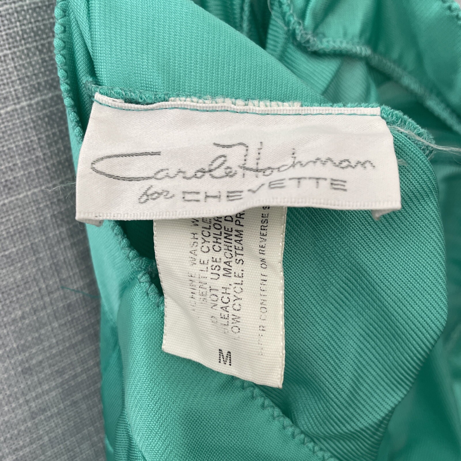 Vintage Carol Hochman for CHEVETTE Green Nightgown ILGWU tag 100% Nylon 50” Long