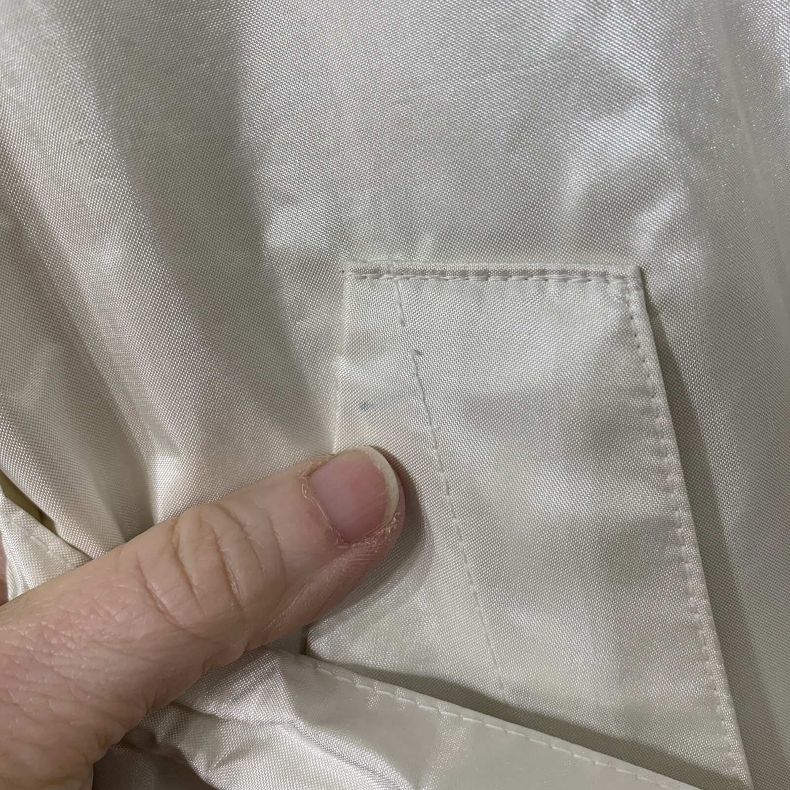 80s 90s Vintage Womens Sz M Belted Trench Rain Coat Shiny Pearl White Unique