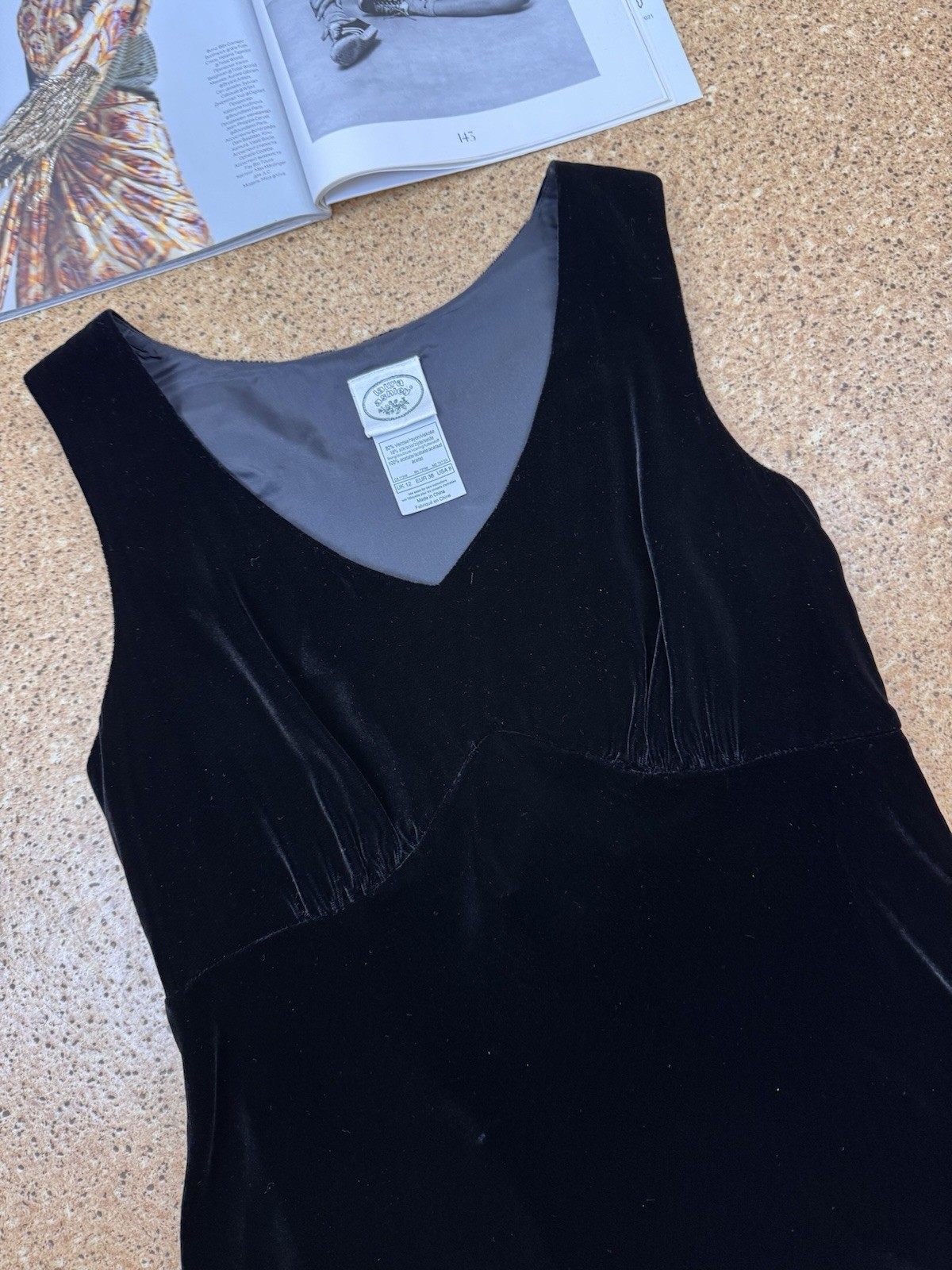Vintage Laura Ashley Black Crushed Velvet Midi Dress Silk/Viscose UK12 US8
