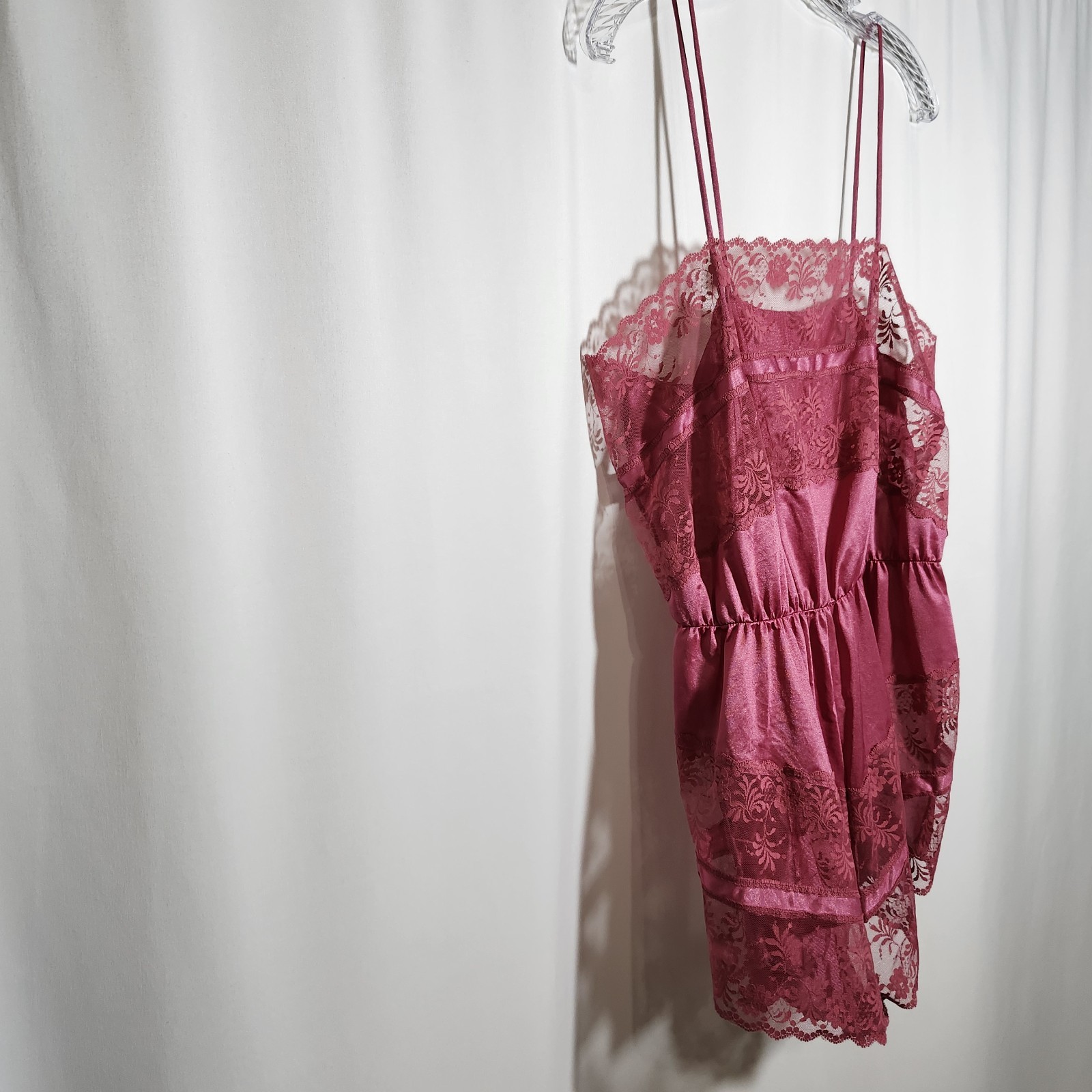Texsheen Vintage Womens Size Large Mauve Teddy Romper Lingerie Sexy Snap Closure