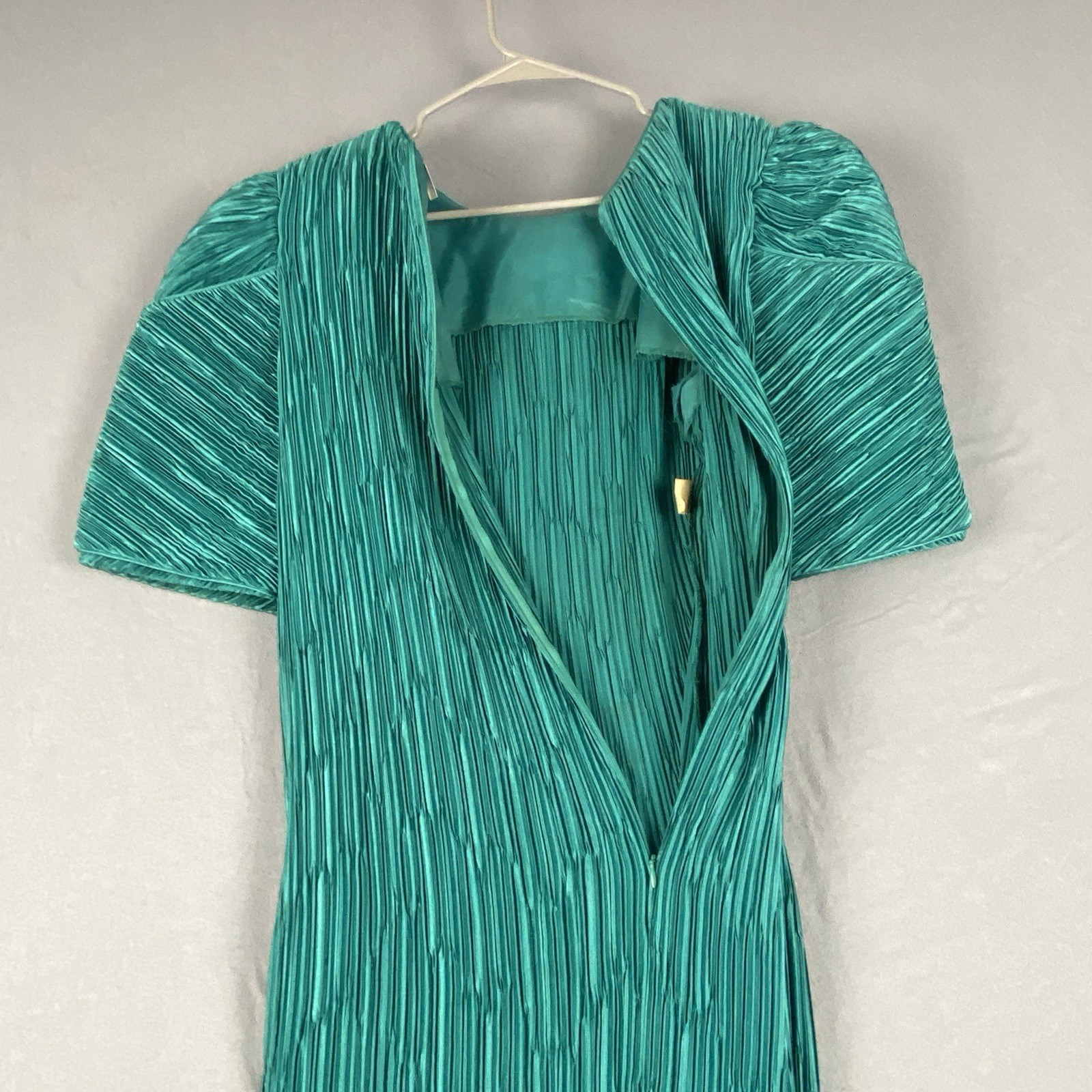 Vintage 80s Nuit Dress Balloon Sleeve Pleated Designing Women Evening Cocktail