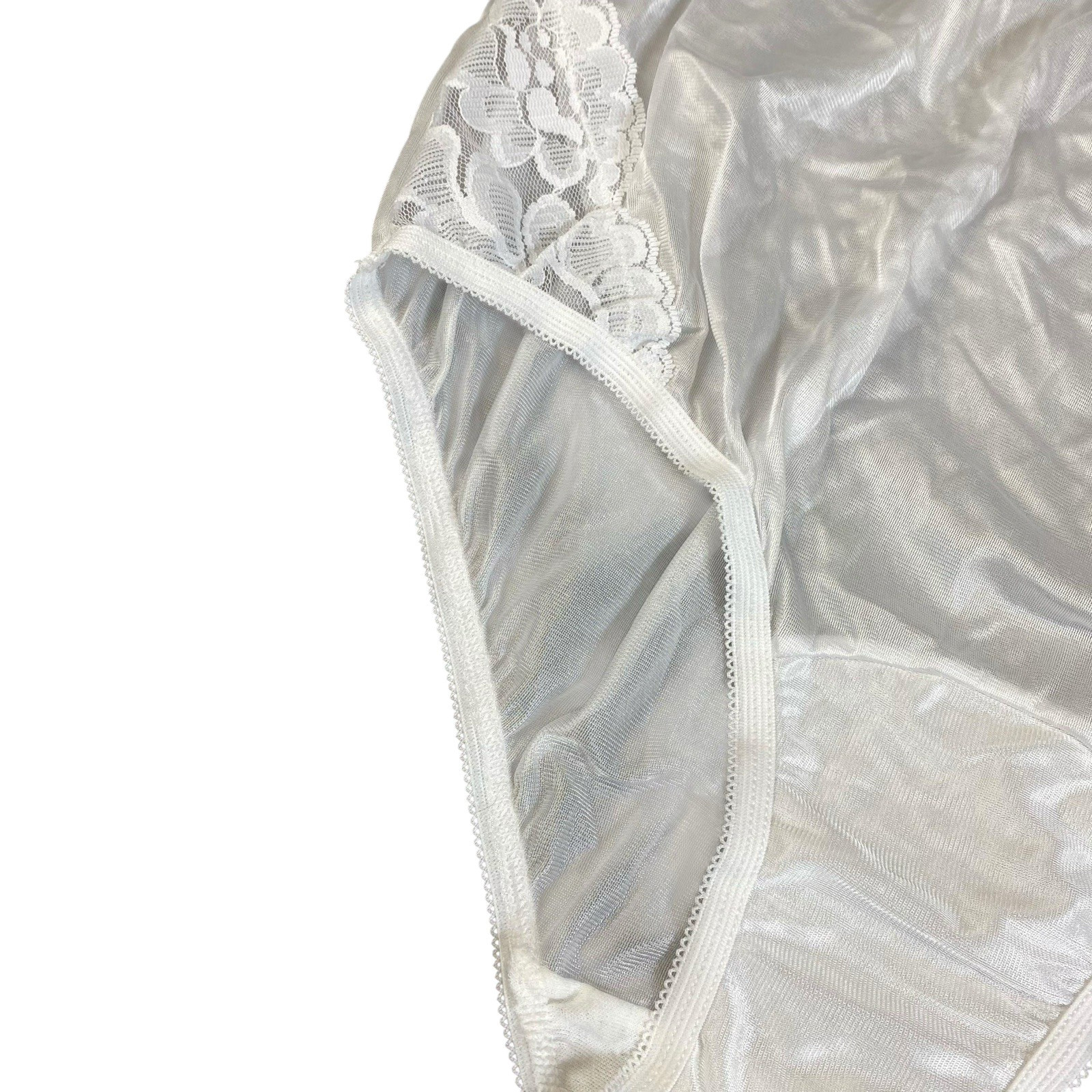 5 Pr NWT Vanity Fair Size 6 High Waist White Silky Nylon Panties Lace Panels VTG