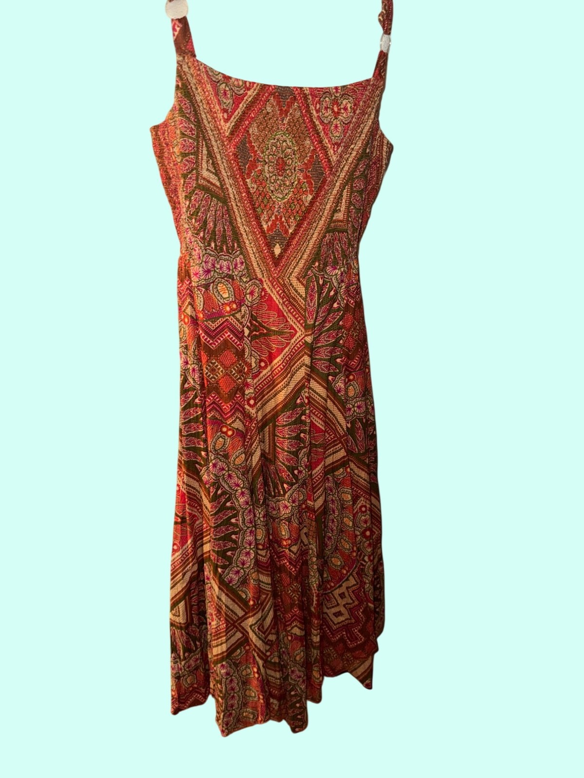 VTG Phool Plus Size 2X Dress 100% Indian Cotton Boho Handkerchief Hem Tent Maxi