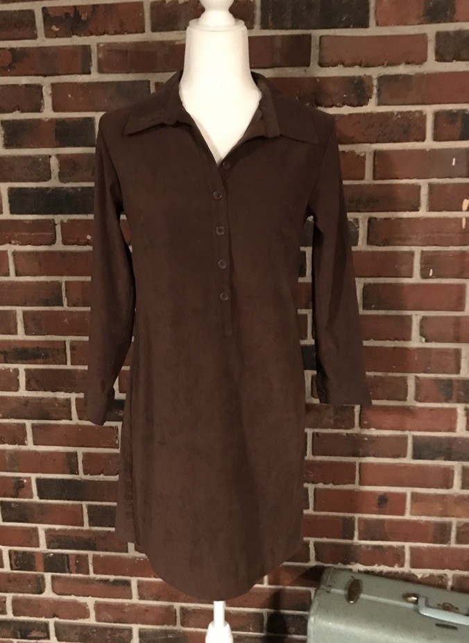 Bagatelle Brown MCM Suede Mini Dress with Butterfly Collar Size 6