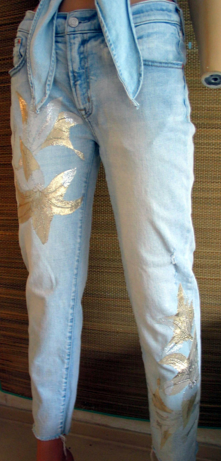 Embellished matching VTG denim Gap skirt and jeans + Union Bay vest set, sz S/M
