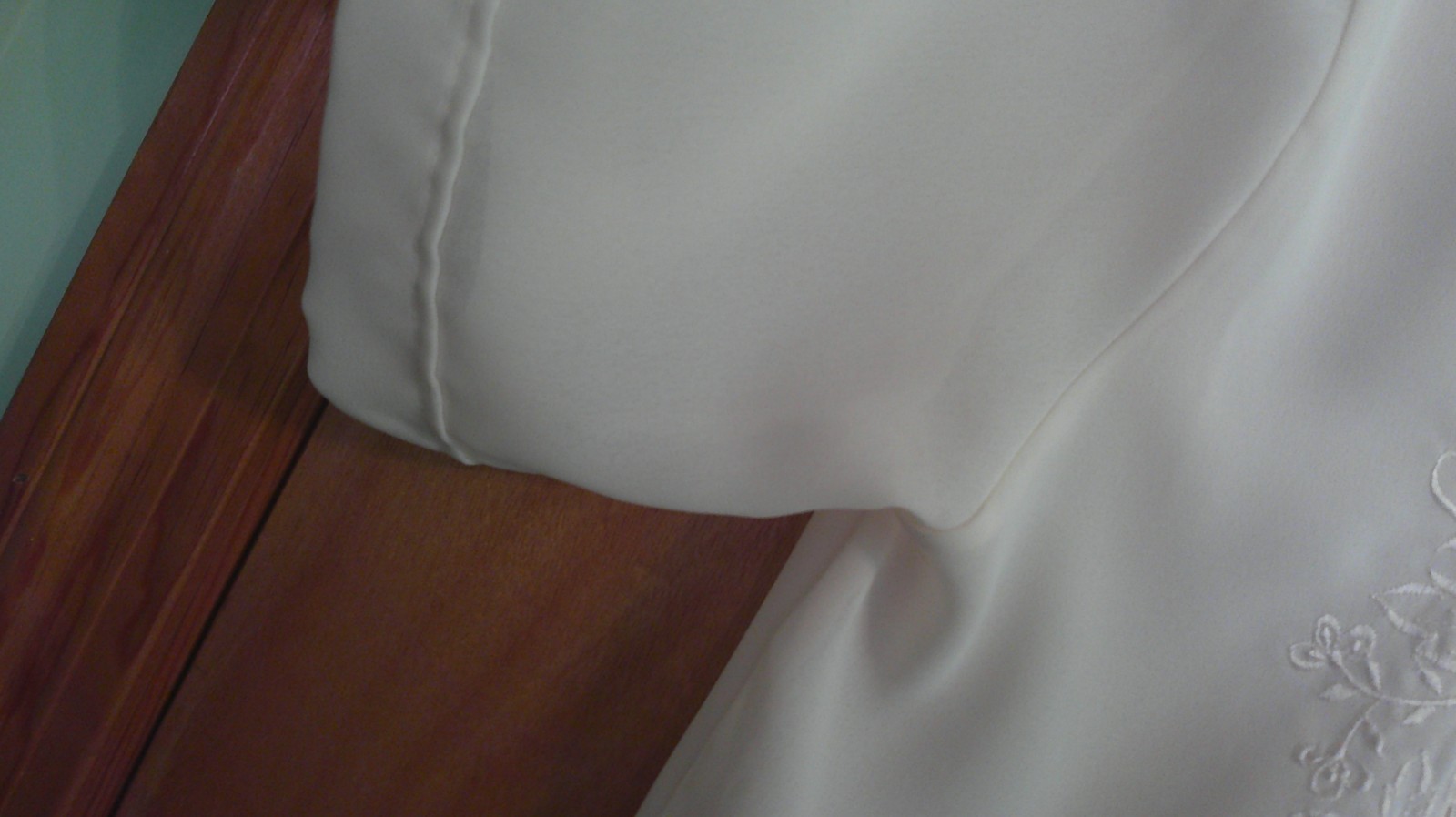 Vintage Puccini Sheer Embroidered Floral Top – Off White – 100% Polyester
