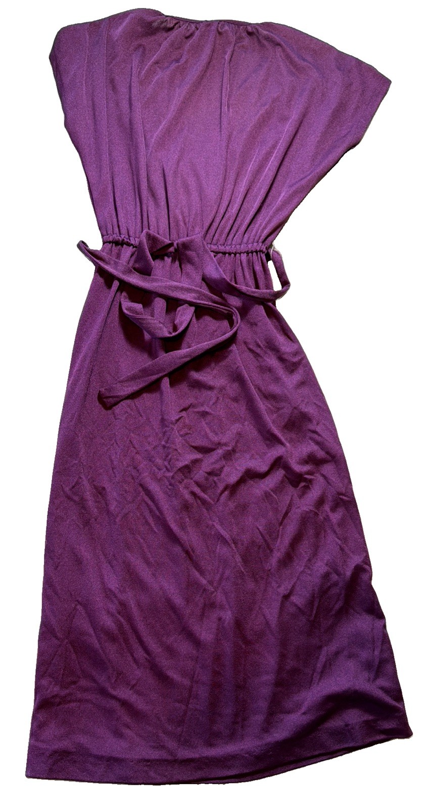Vtg 70s ILGWU Union Made Purple Wrap Around Dress Size 9