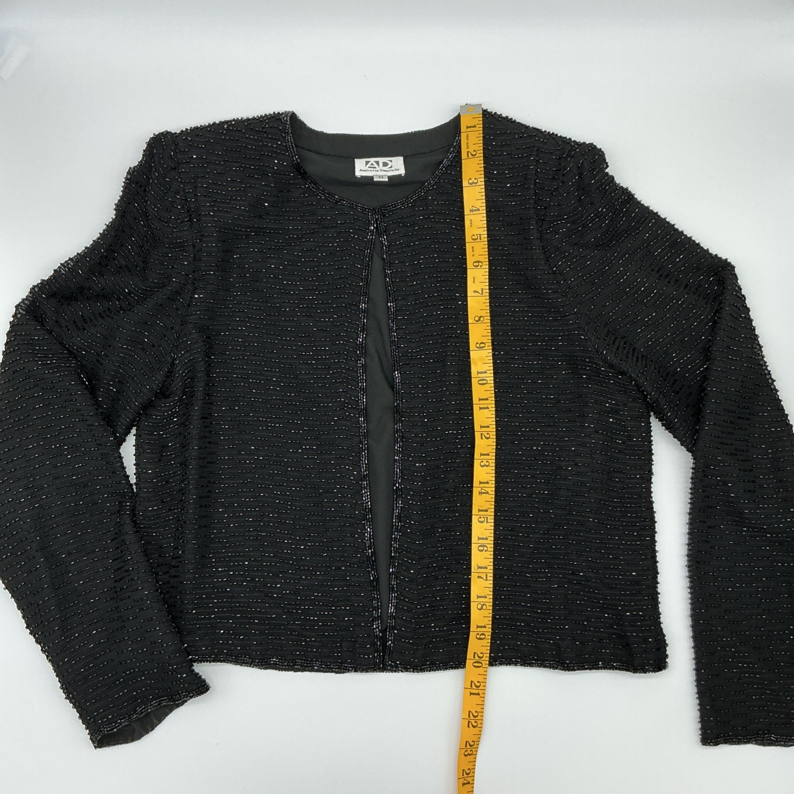 Vintage ANDRETTA DONATELLO Silk Beaded Jacket/Topper Black Size Medium