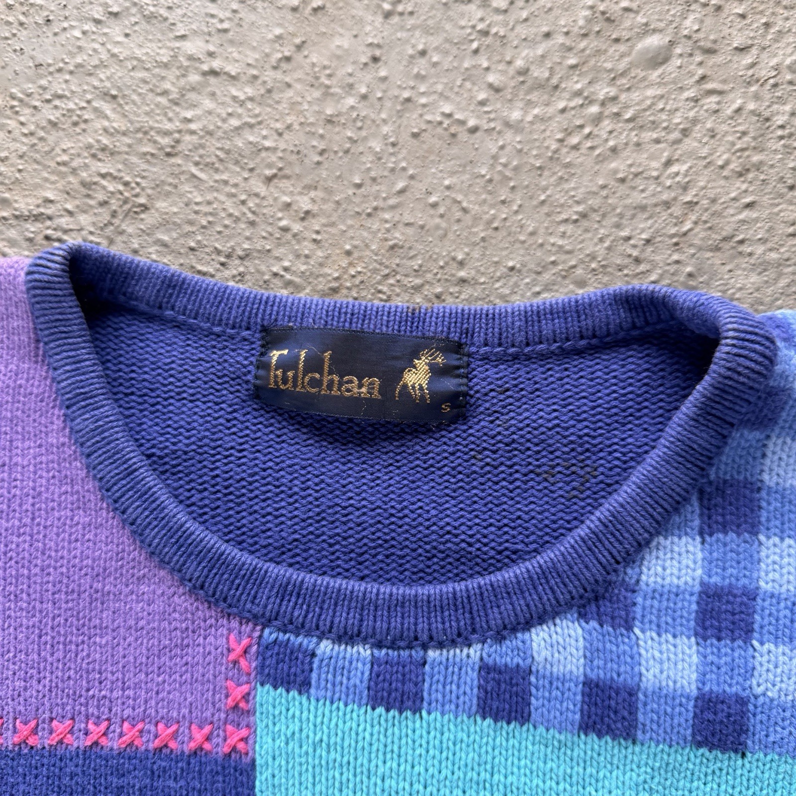 Tulchan Women’s Blue Shepard Sheep Flock Vintage Sweater
