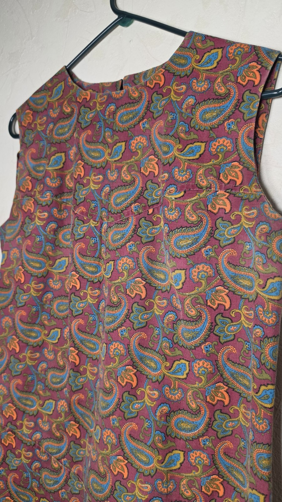 Vtg 60s 70s Paisley Sleeveless Shift Dress Boho Retro Groovy Mod Size Small