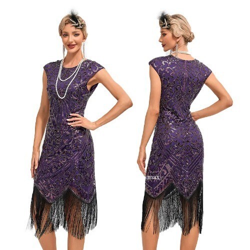 30S Flapper Dresses 1920s Vintage Dress Summer Fringe Beaded Great Gatsby Party