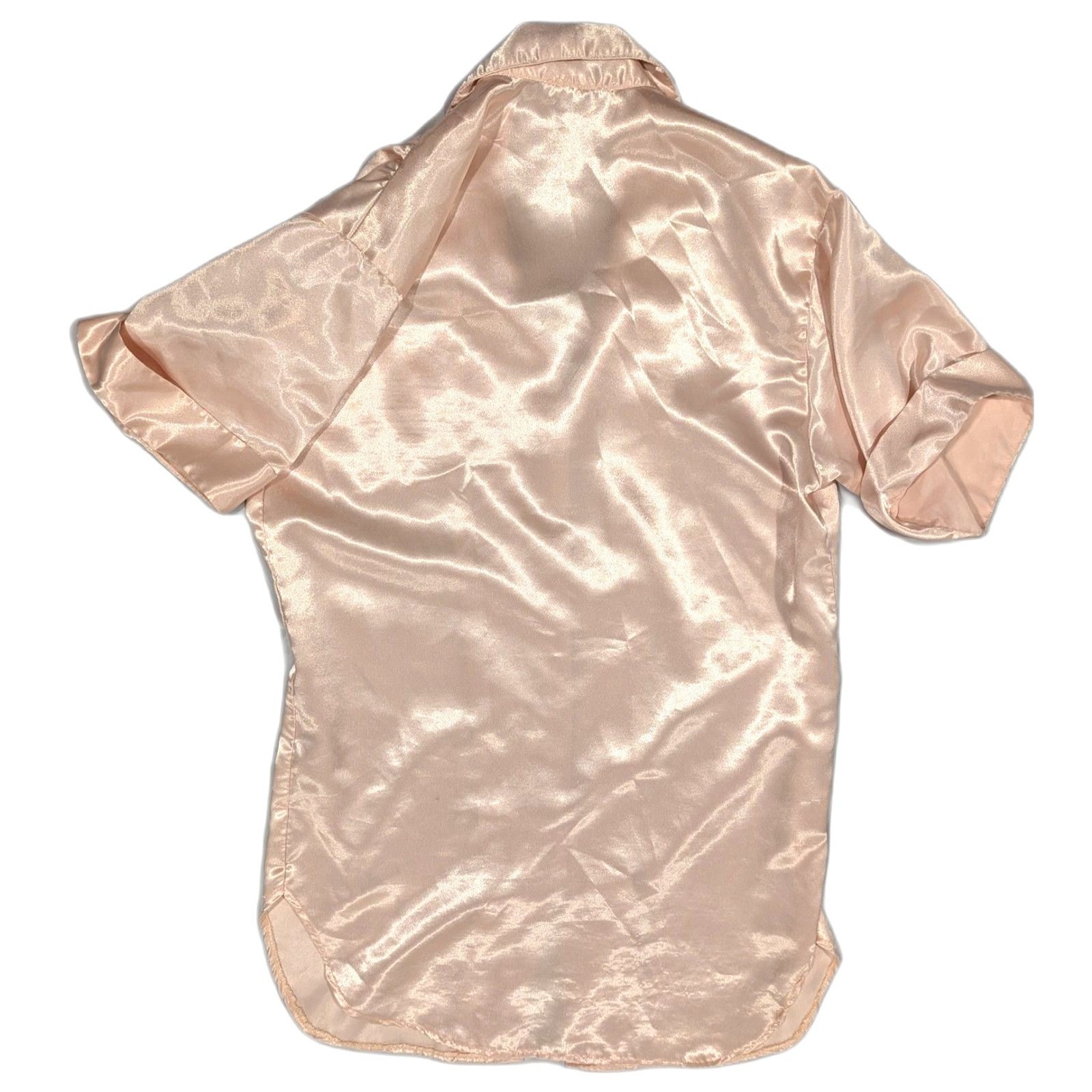 Vtg 50s Charmeuse Satin Nightgown MiniDress M Pink Silky Lingerie Mermaid Soft