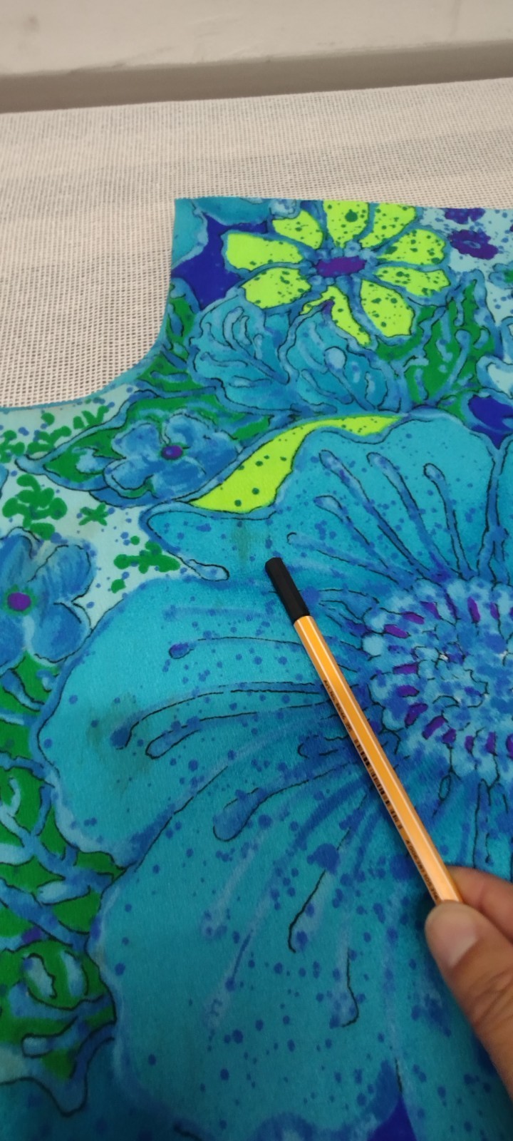 Vintage Maxi Dress Barkcloth Neon Turquoise Huge Flowers 60s Draper’s TWO POTATO