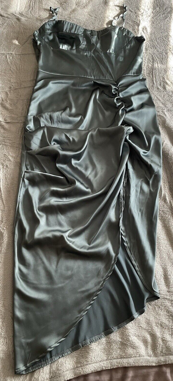 Cider Satin Glossy Long Nightgown Full Slip Dress Nightie Green Size M