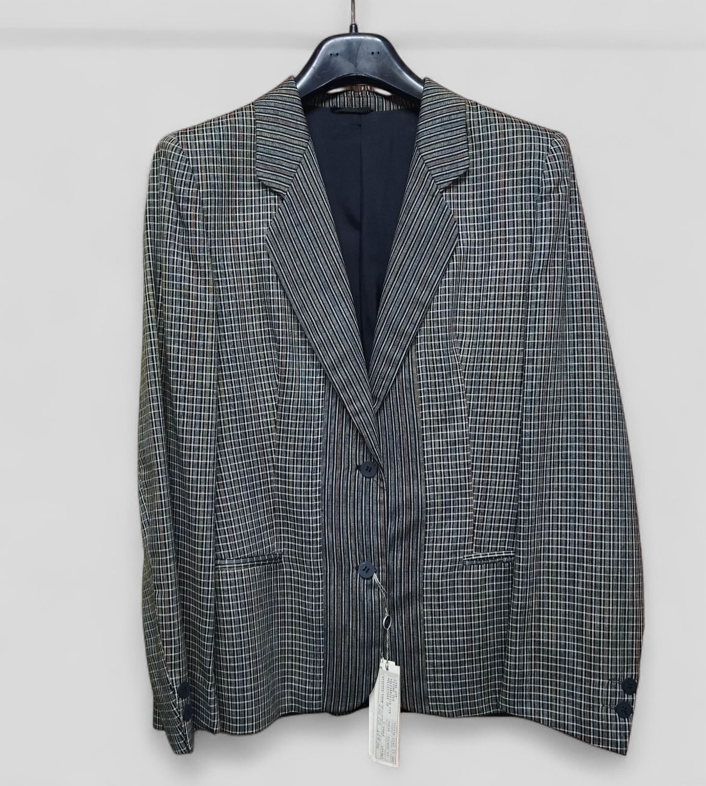 Cori® Vintage 1980s Geometric Pattern Stripes and Checkered Jacket + Skirt Set