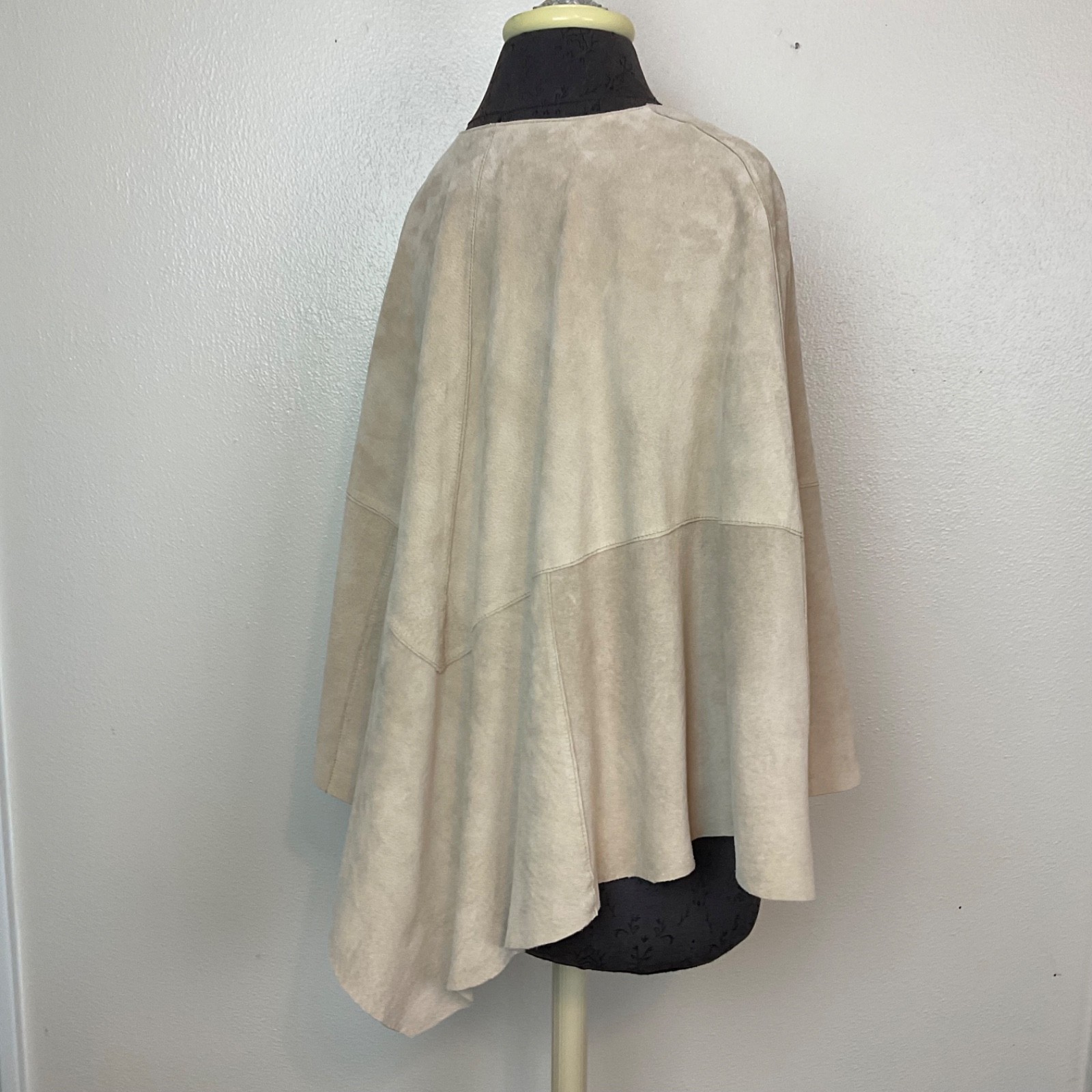 Vtg Uniform John Paul Richard Suede Leather Poncho Buckskin Tan Lined Western L