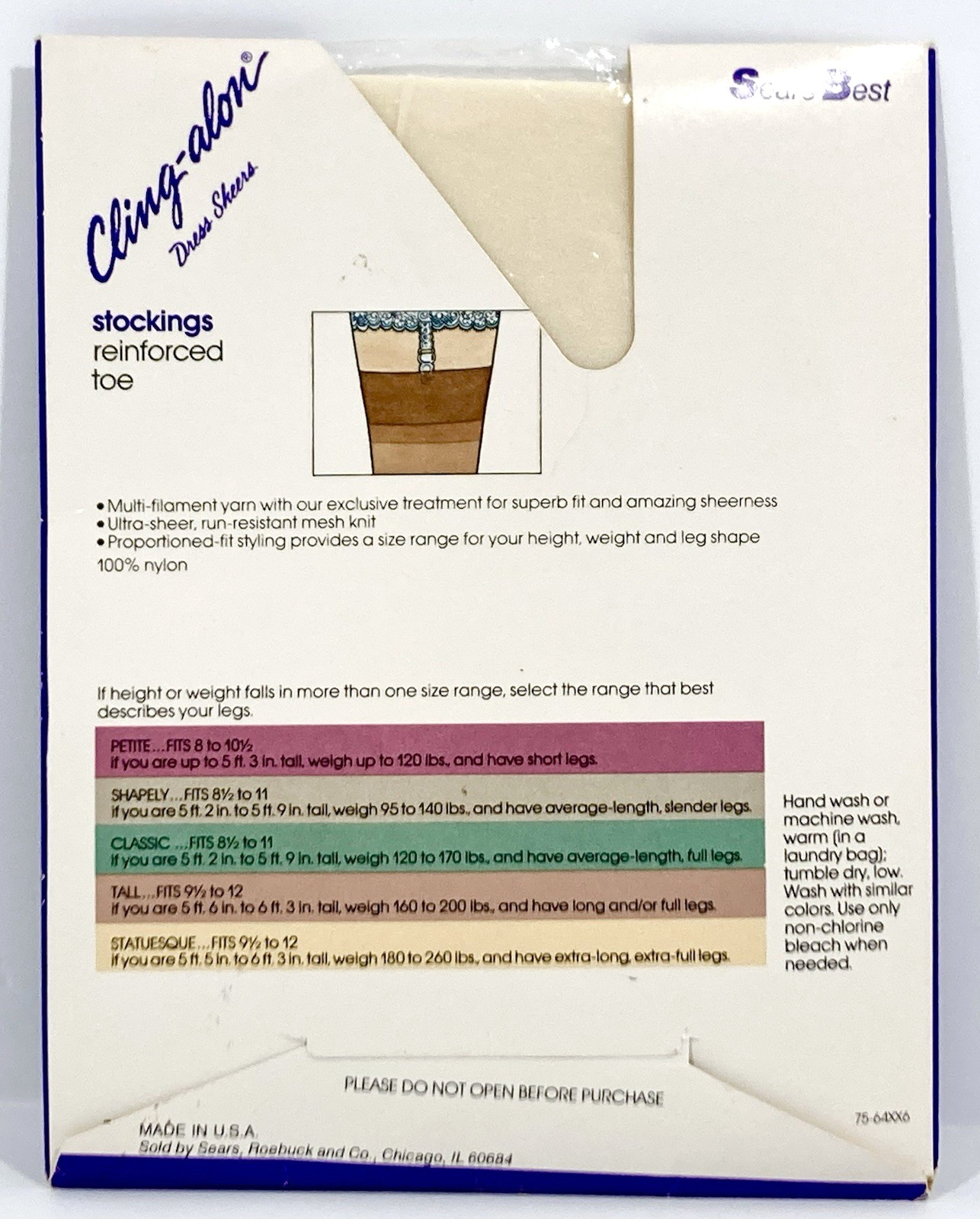2 Pairs Vtg Sears Best Cling-alon Sheer Nylon Stockings Hosiery IVORY Tall USA