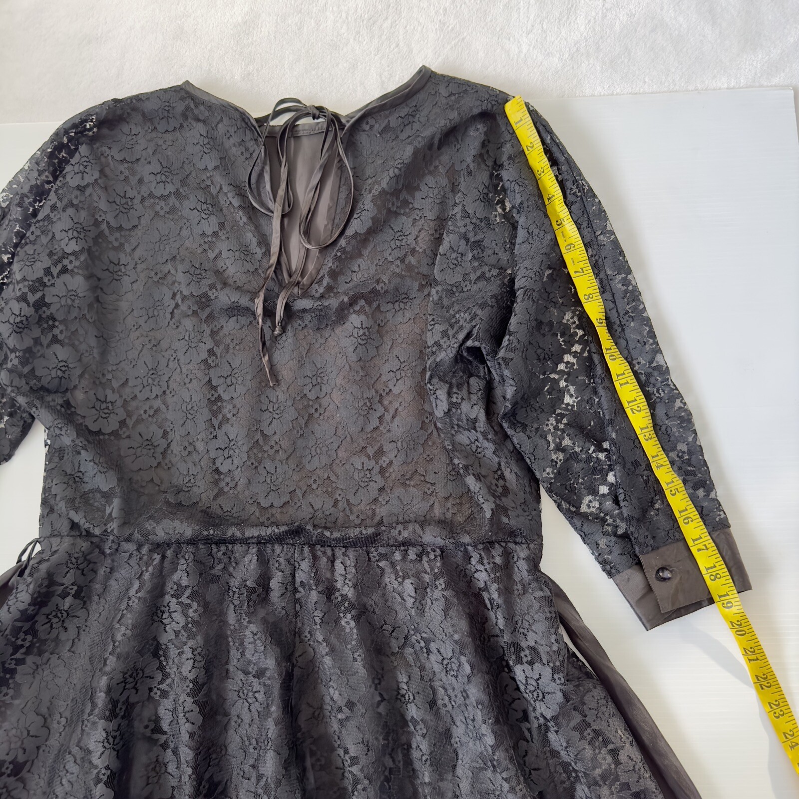 Purple Patch Women Dress Size 14 Bust 90cm Black Lace Long Sleeve Midi