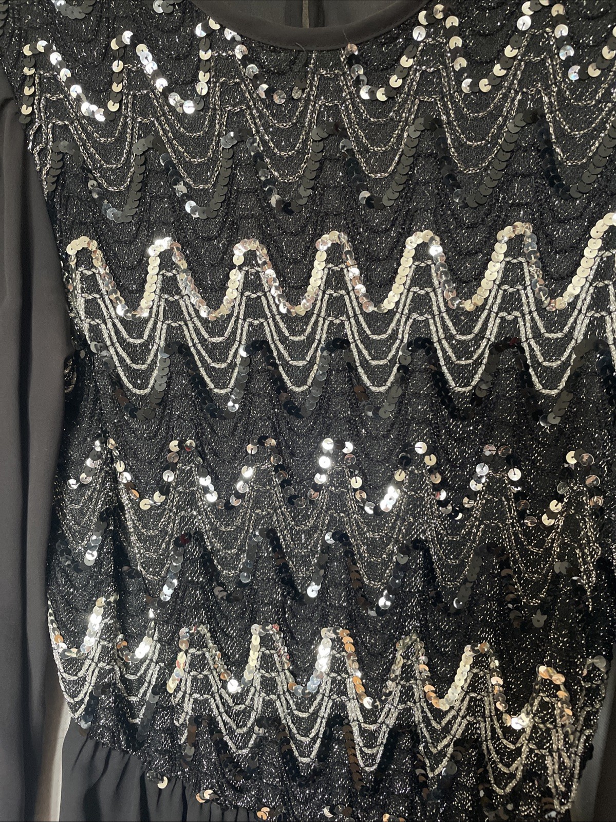 VTG 80s Sheer Dress Glam Sequins Size S/M Dark Feminine Dressy Cocktail Party