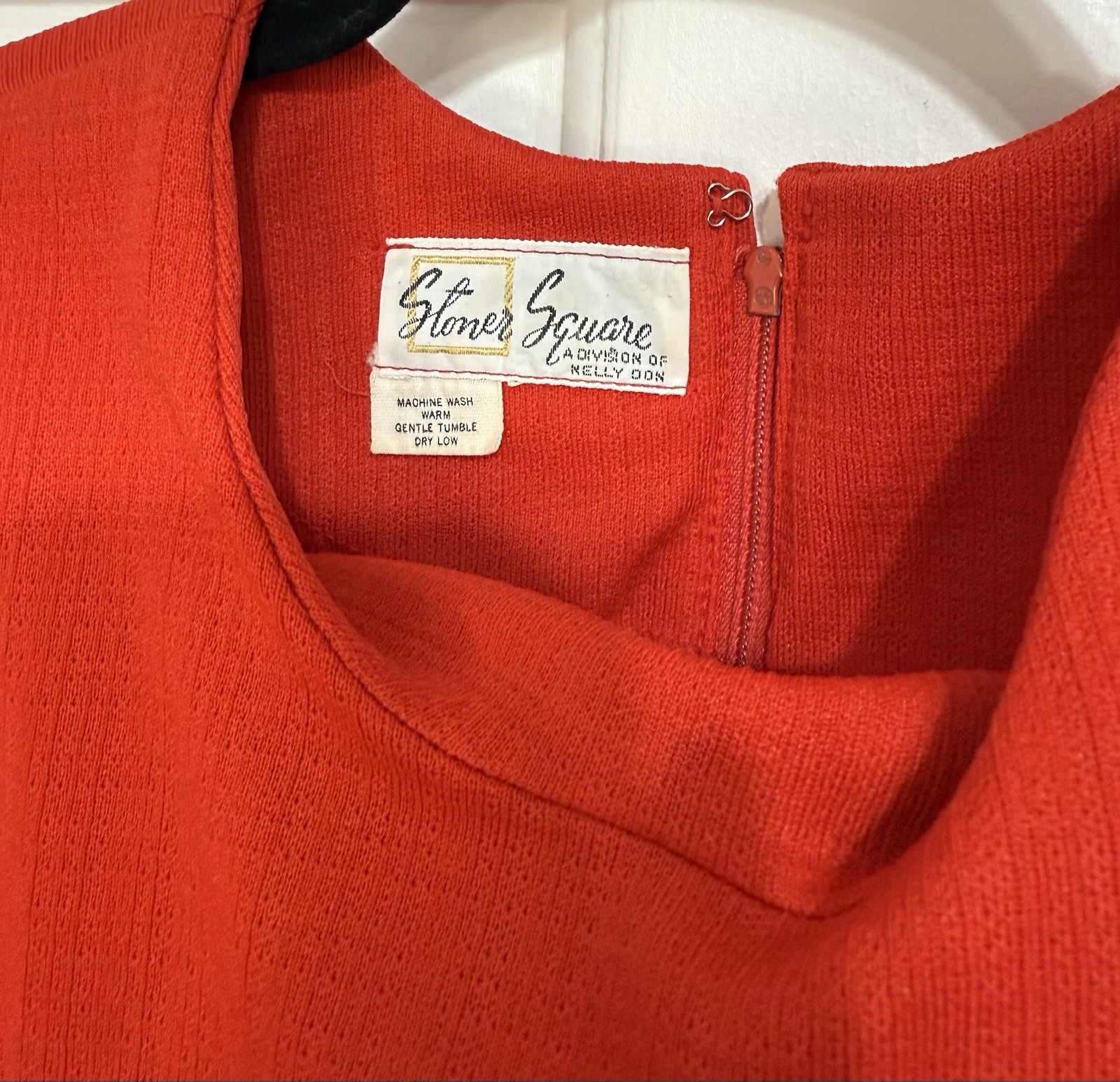 VTG MCM 60s Stoner Square Dress Red Pleats Zipper Pockets Belt L?