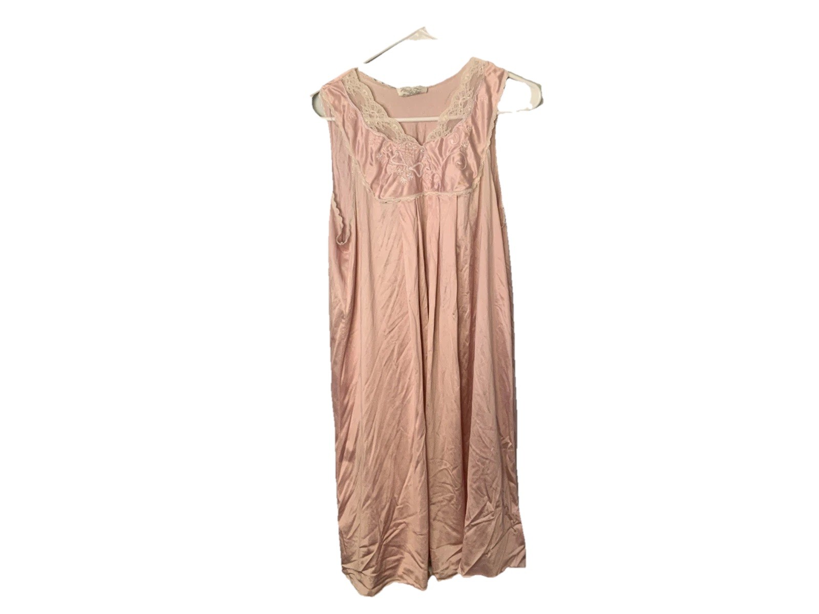 Vintage Vanity Fair Floral Lace Trim Nightgown Pink SZ M 38″ Chest Coquette 3