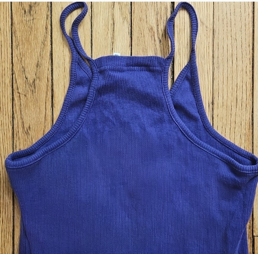 NEWPORT NEWS Y2k Purple Ribbed Tank sun summer spring Dress