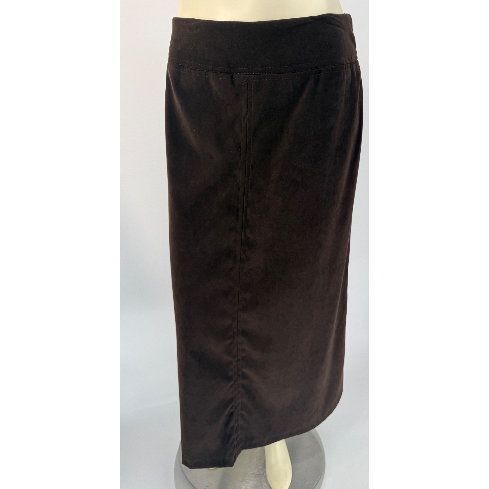 Vintage 70s 80s Handmade Brown Faux Suede A-Line Maxi Skirt Talon Zip Boho M