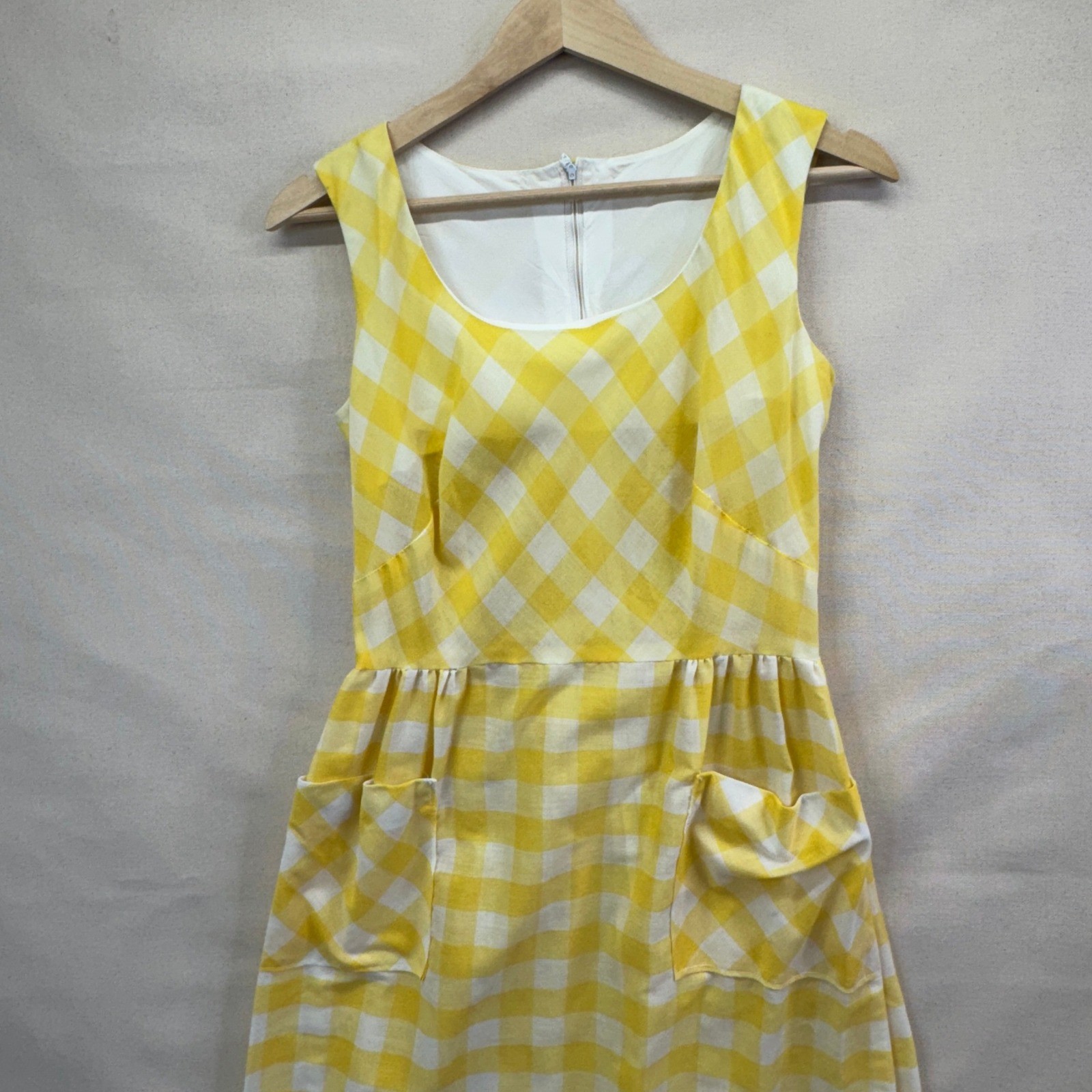 Vintage Gingham Maxi Dress Size 9-10 Yellow Plaid Sleeveless Cottagecore Retro