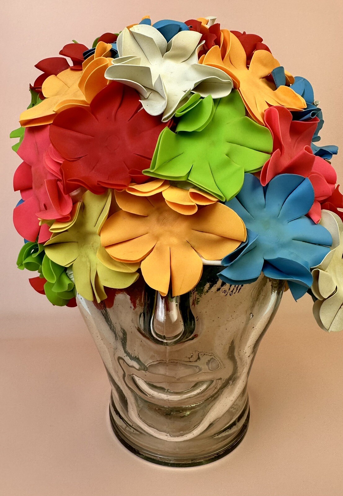 Vintage floral Swim bathing Cap rubber Retro beach Summer 60s glam Pool aqua Hat