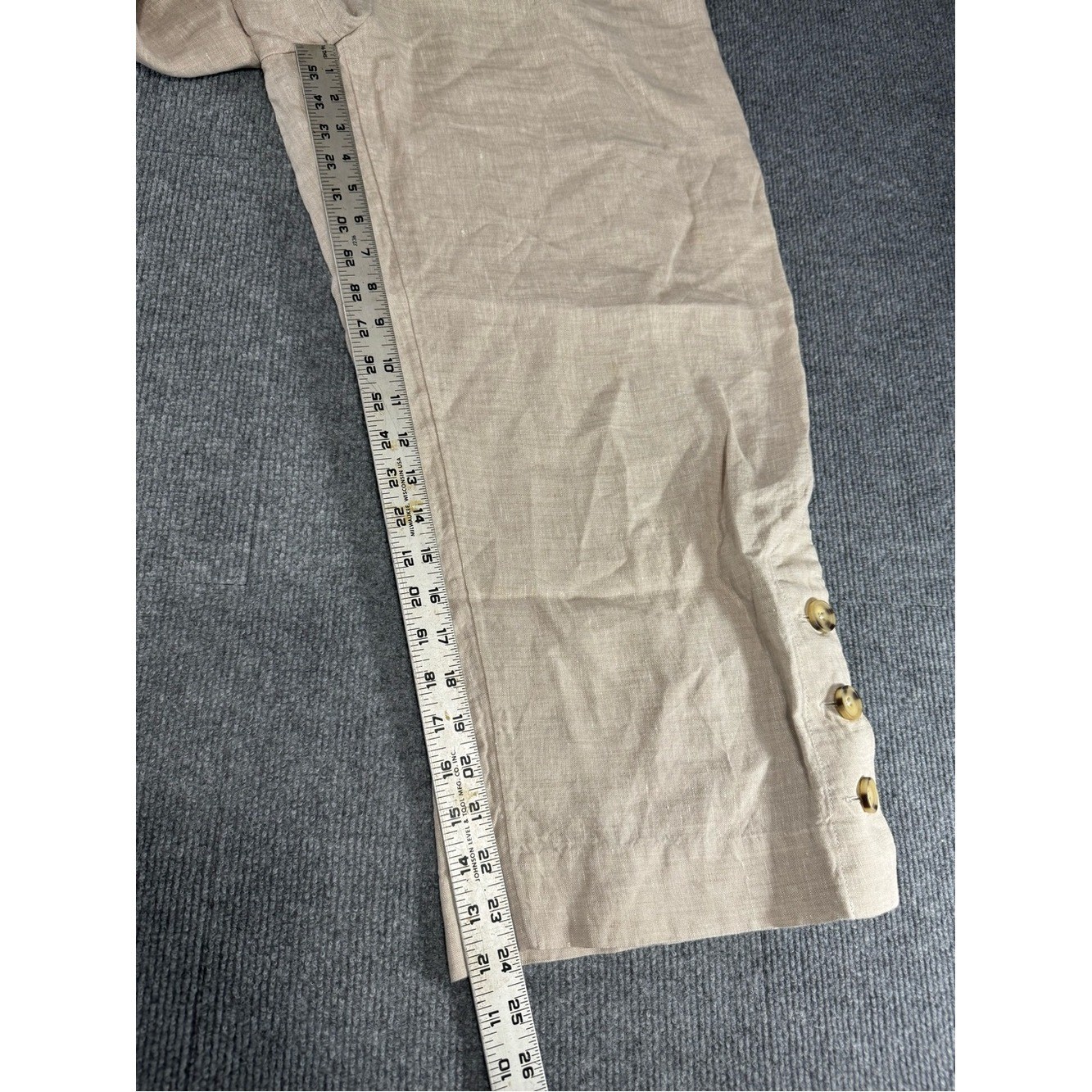 Chico’s 100% Linen Cropped Pants Coastal Grandmother Tan 2.5 XL Quiet Luxury