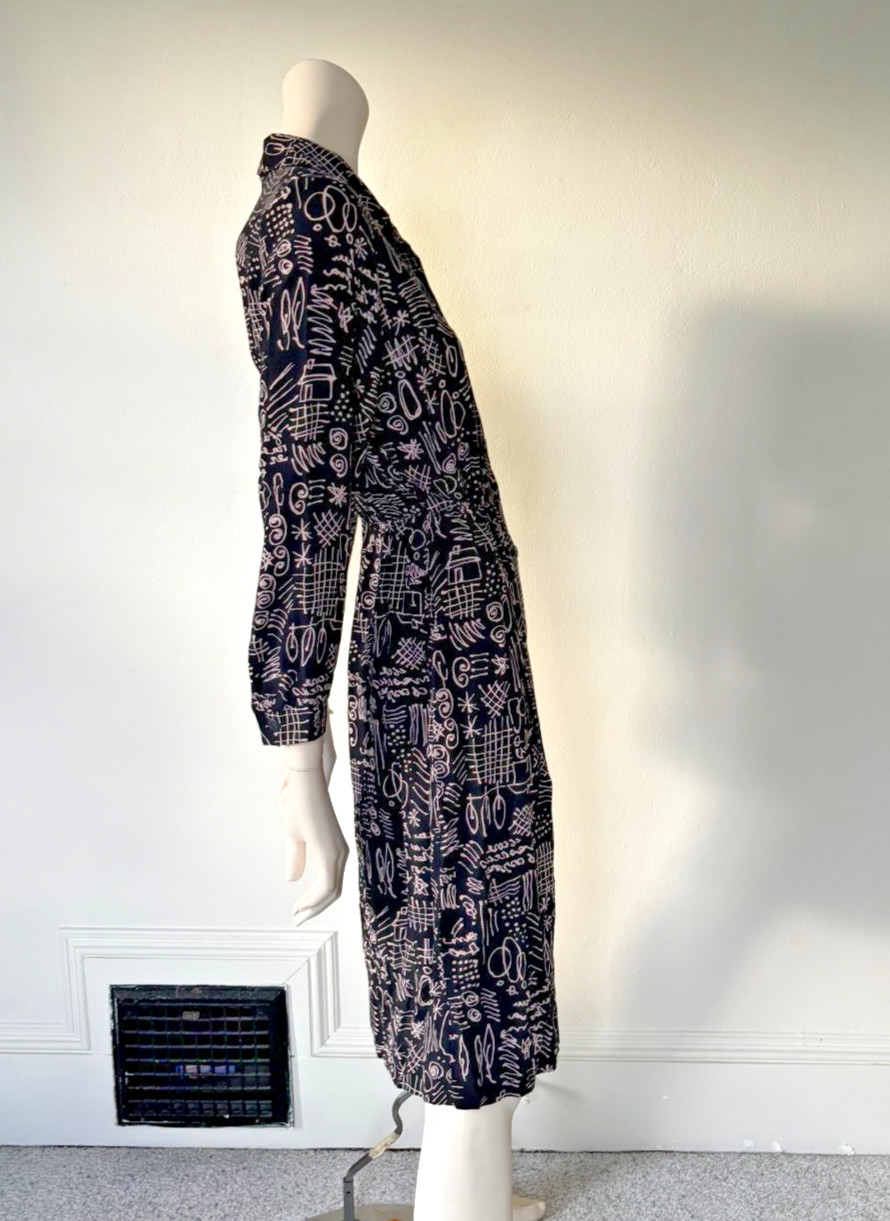 90s Squiggle Button Down Dress Petites By Willi Size 14 100% Rayon