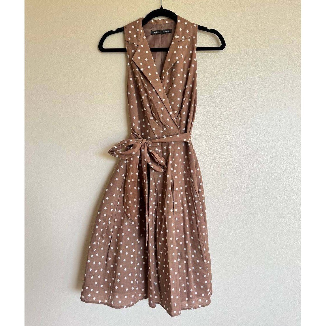 Jones Wear Brown Polka Dot Wrap Dress 4 Cottagecore Vintage Swing Pin Up Y2k
