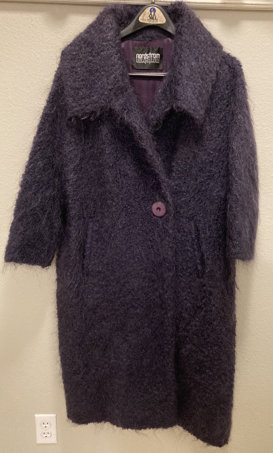 Vntg 1960’s Monte Sano Pruzan Mohair Cocoon Coat Nordstrom Plum Purple Wool M L