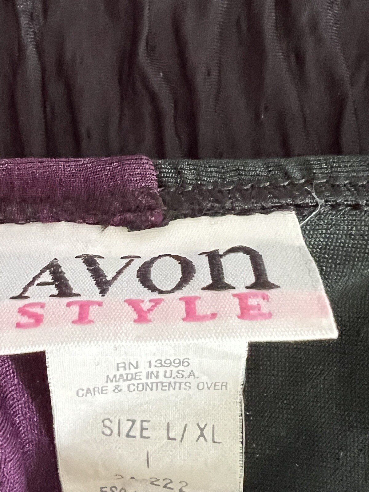 Avon Vintage Festive Caftan Women Size L/XL Black Purple Green And Gold Crinkle