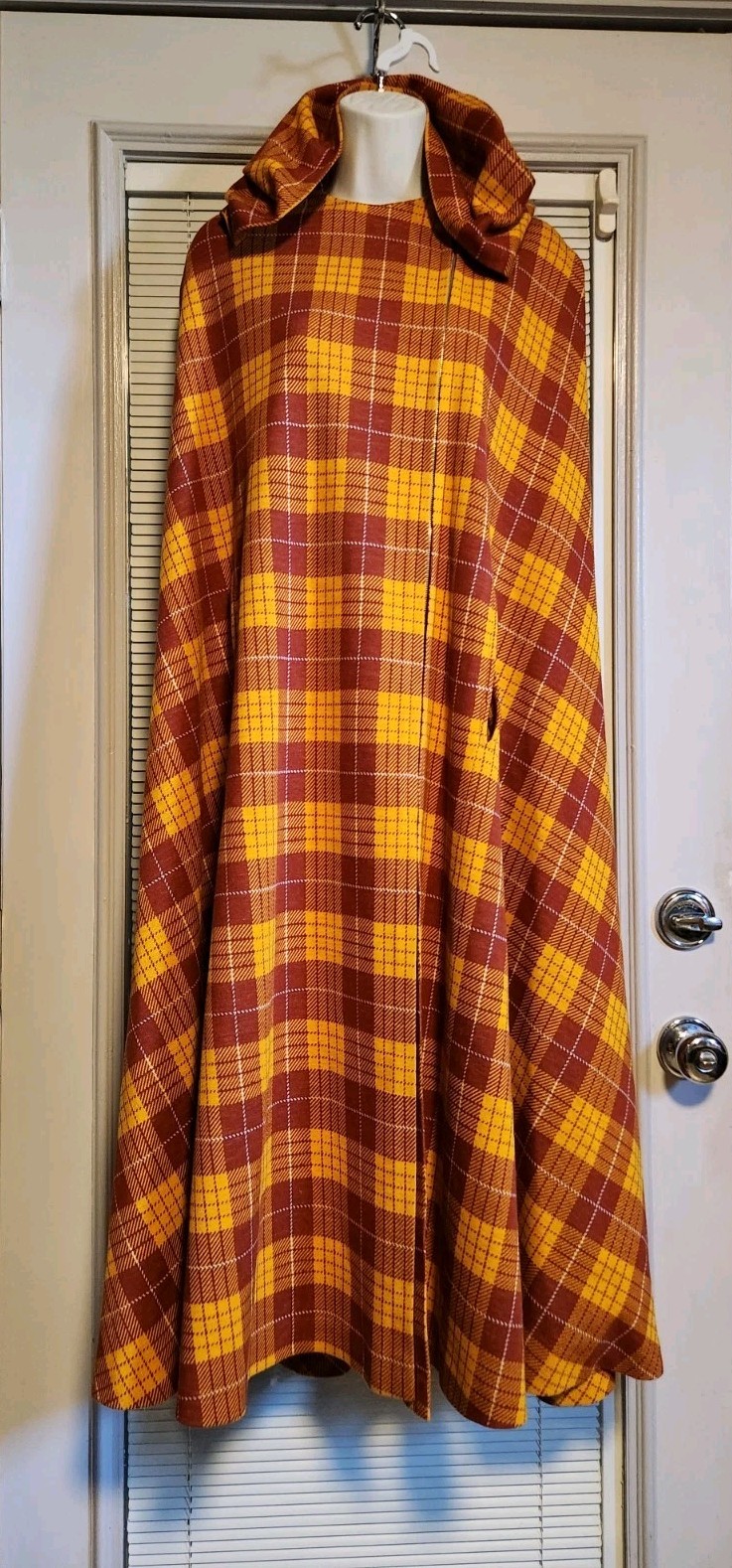 Vintage 1960’s GINO PAOLI Plaid Hooded Maxi Cape