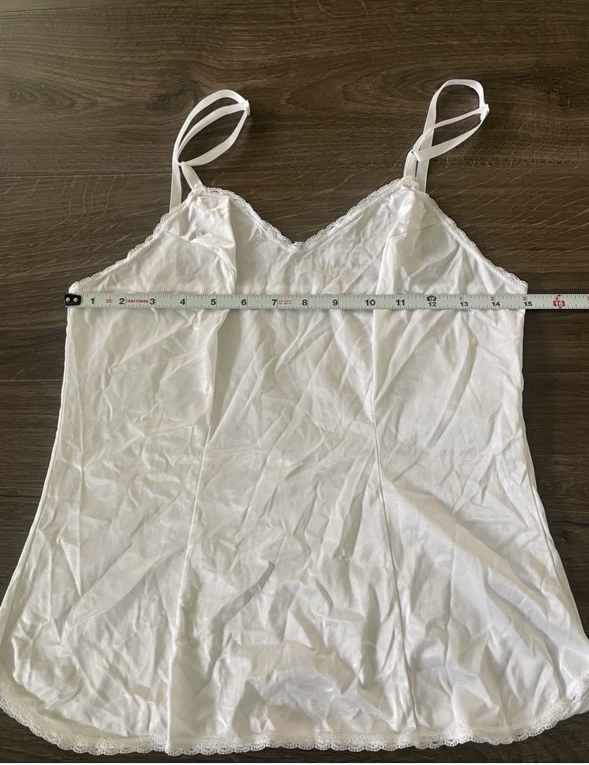 Vintage Vanity Fair White Lace Trim Camisole Slip, Size 34/40