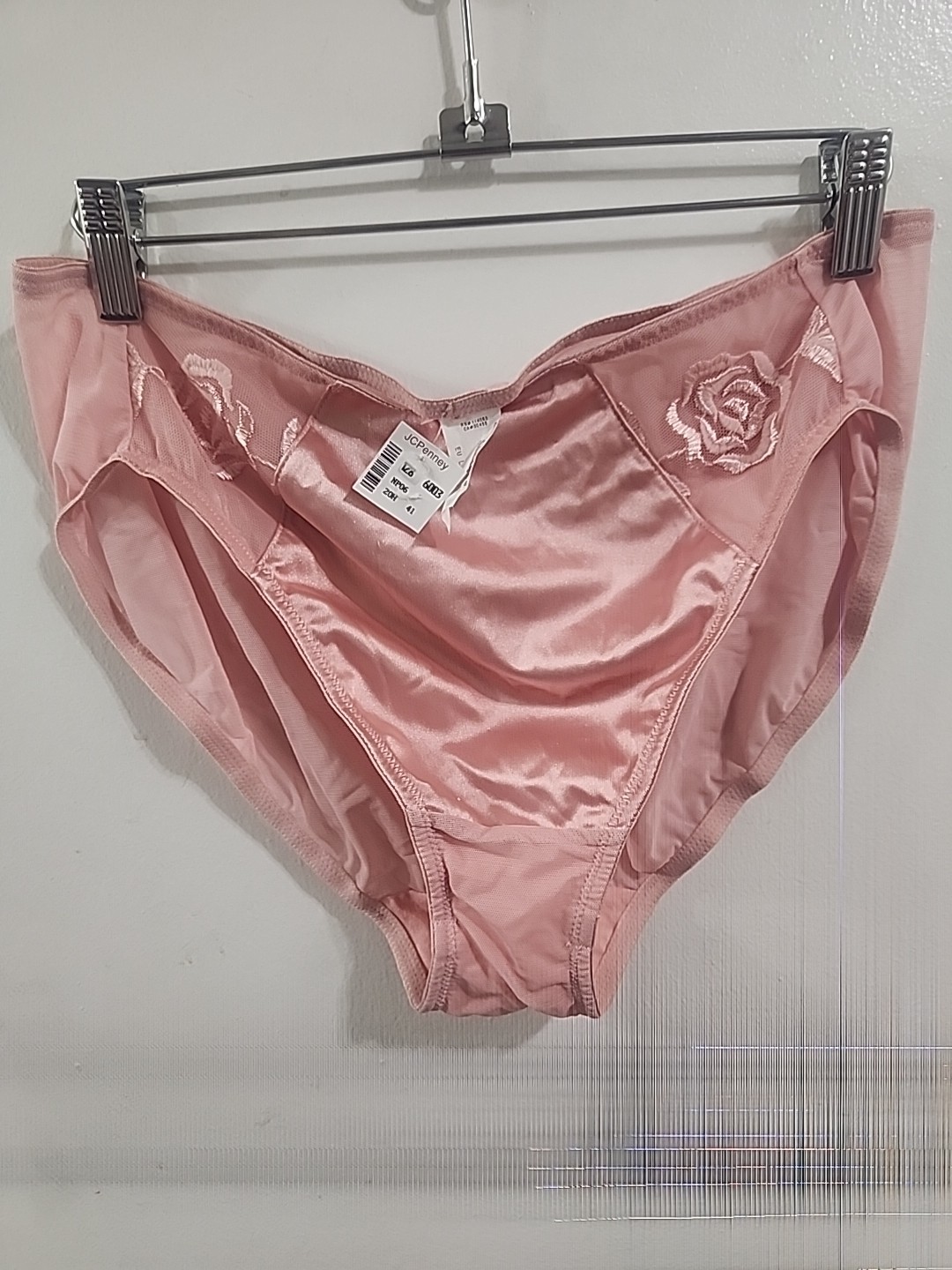 Vintage JC Penney GODDESS Satin Mesh Embroidered Panties Size LARGE NWT