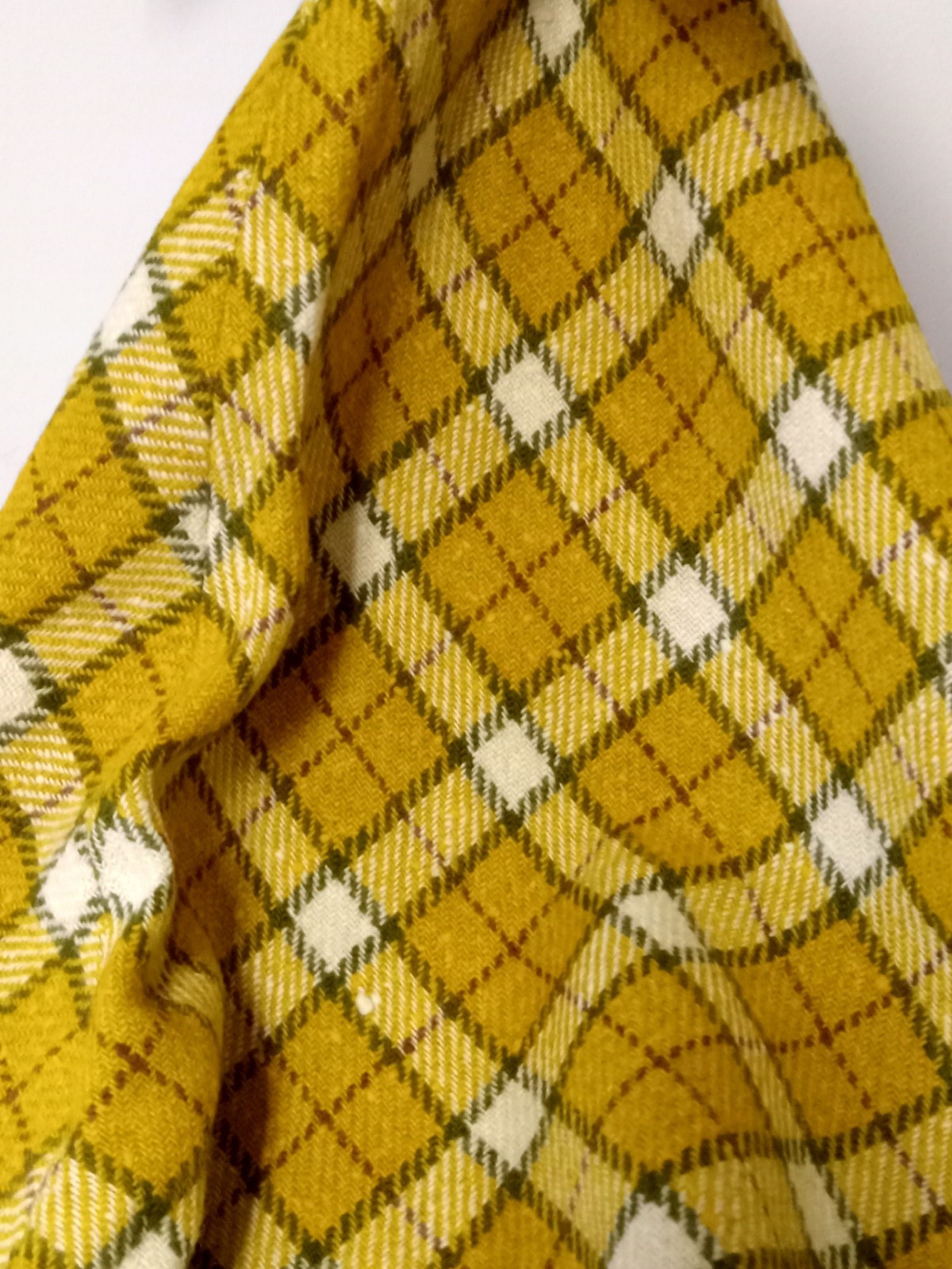 Vintage 60s Teen Plaid Wool Mini Skirt – Yellow White Plaid Print Xs/s Miss Pat
