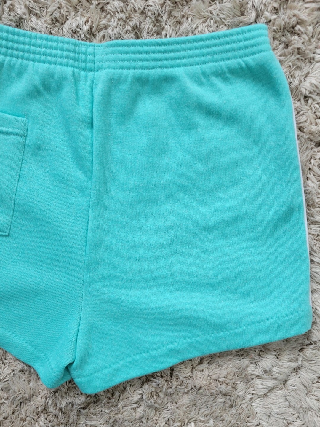 Vintage Adidas Mint Green Shorts w White Piping & Elastic Waist Size Med