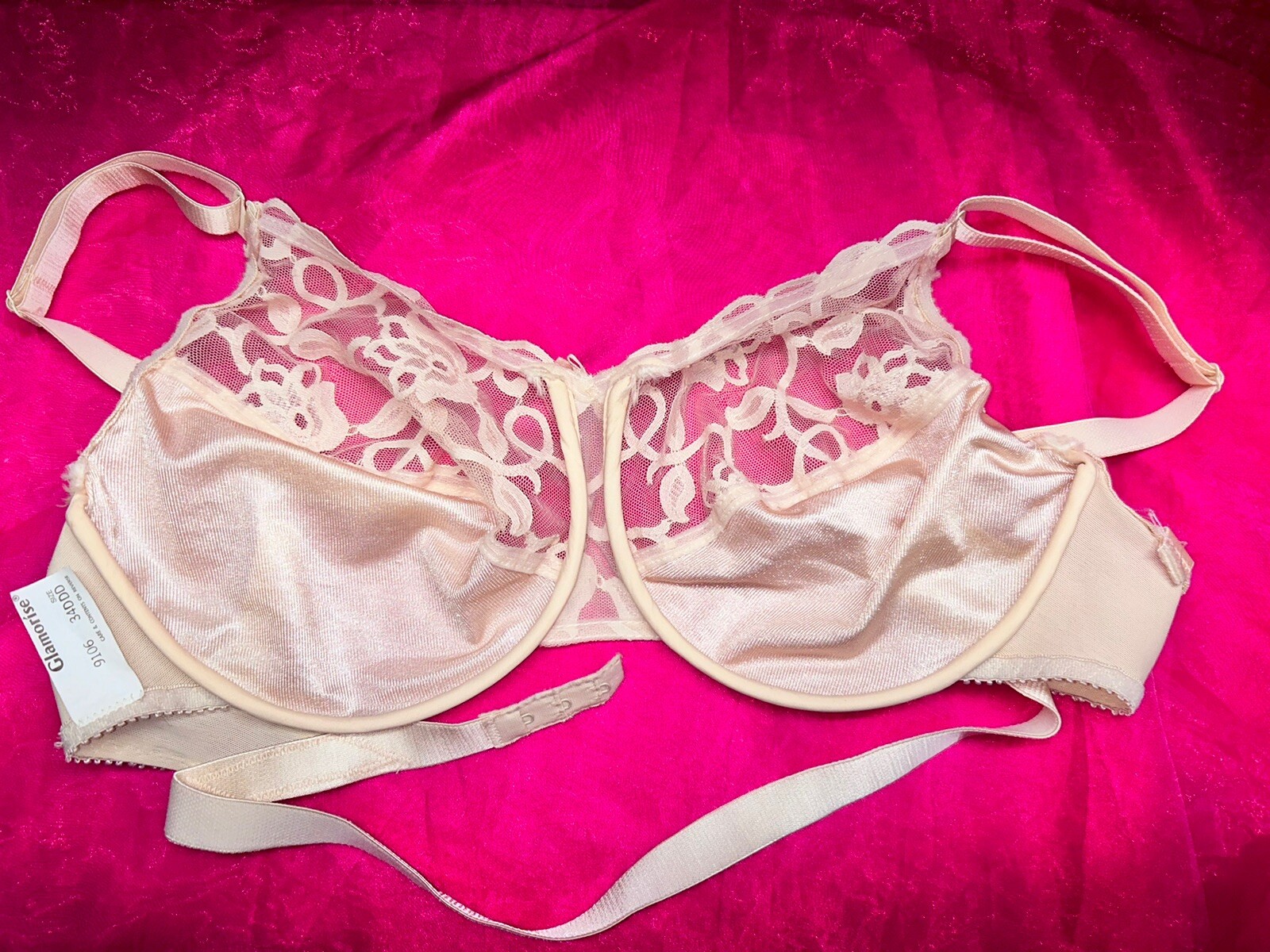 Vtg GLAMORISE Bra Minimazer SZ 34DDD Underwire Champagne RARE