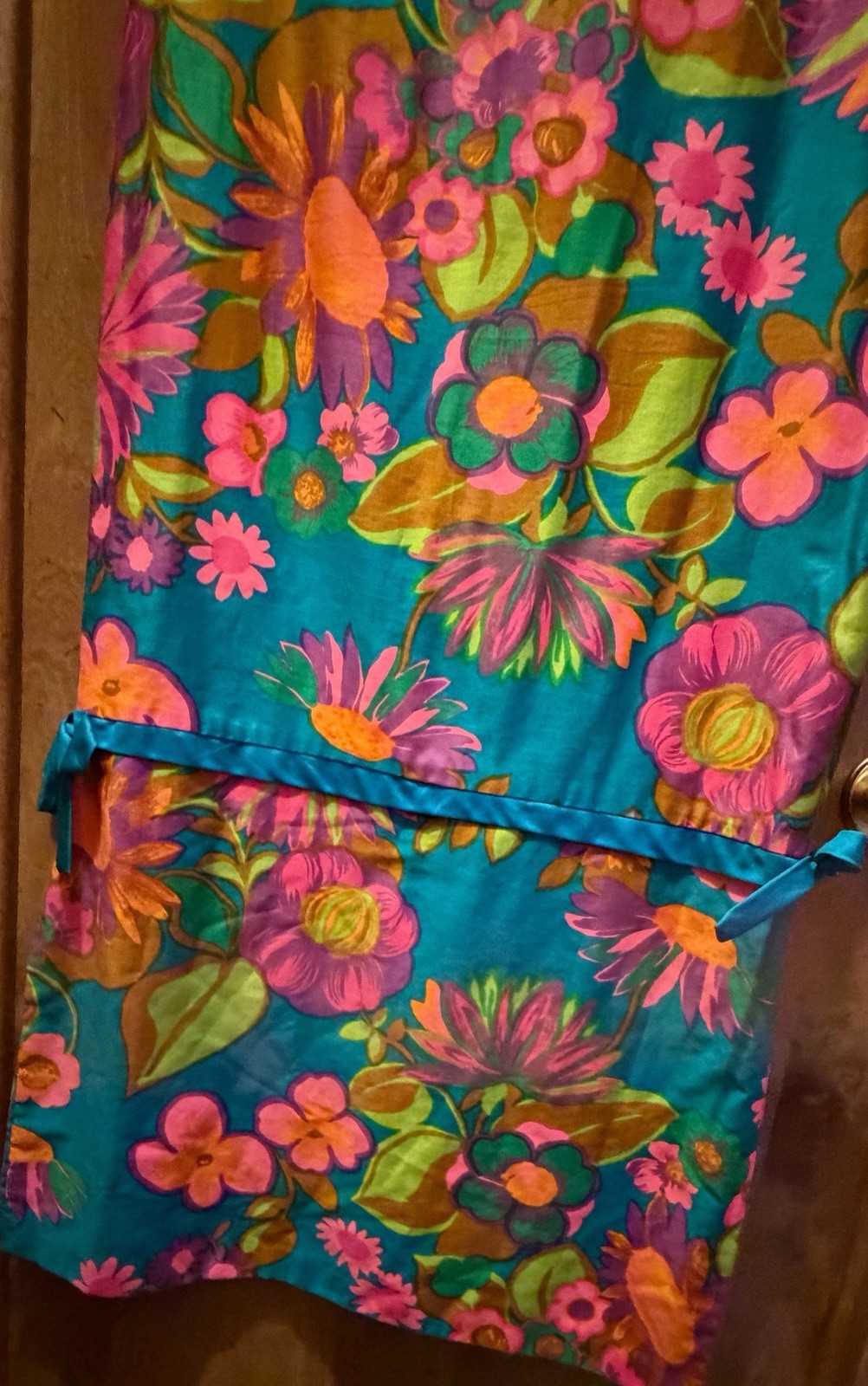 Vintage 60s 70s Hawaii M Bright Floral Print maxi Dress Multi Vibrant Colors