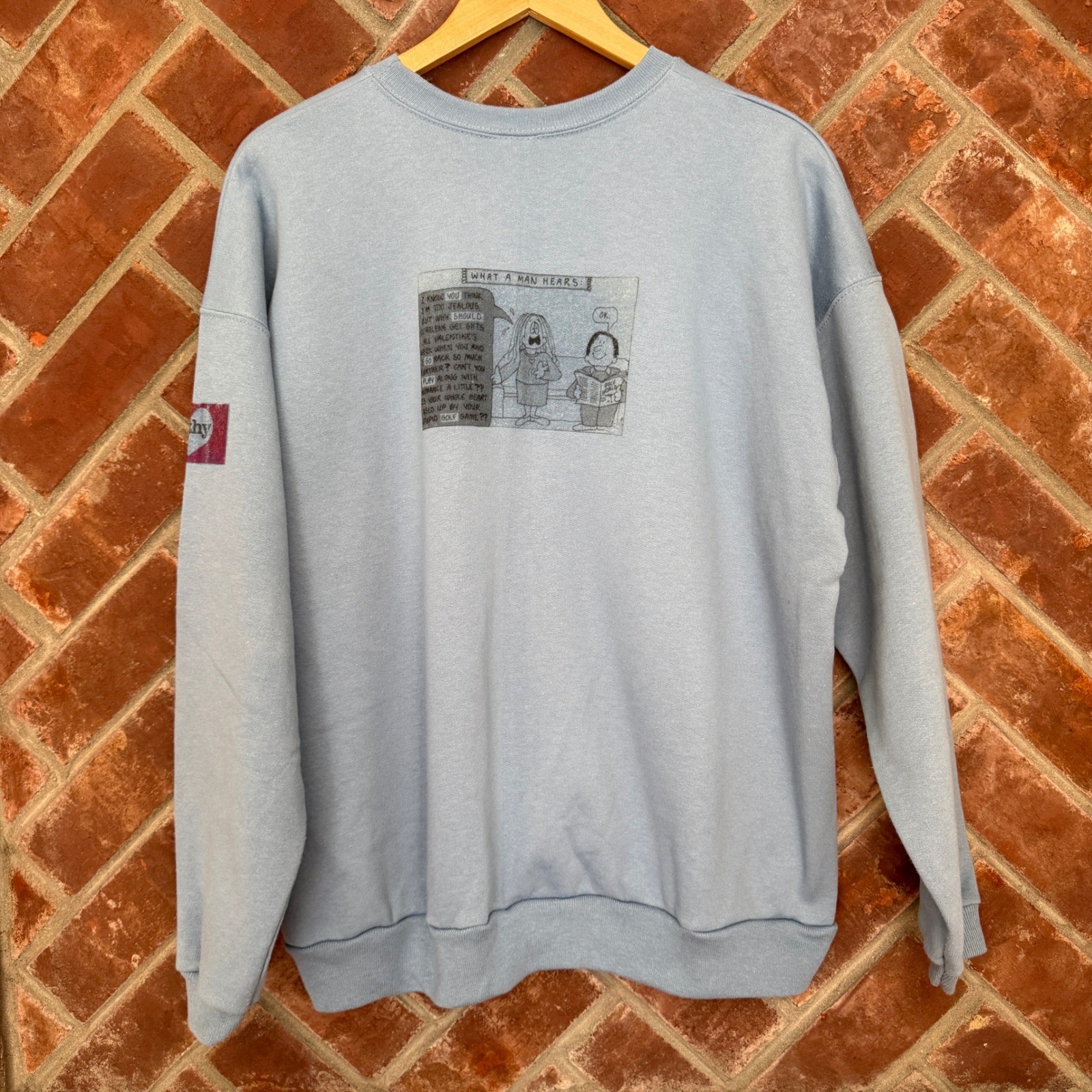 Vintage Hanes Her Way Cathy Comic Sweatshirt XL Blue Irving Cartoon 90s Graphic