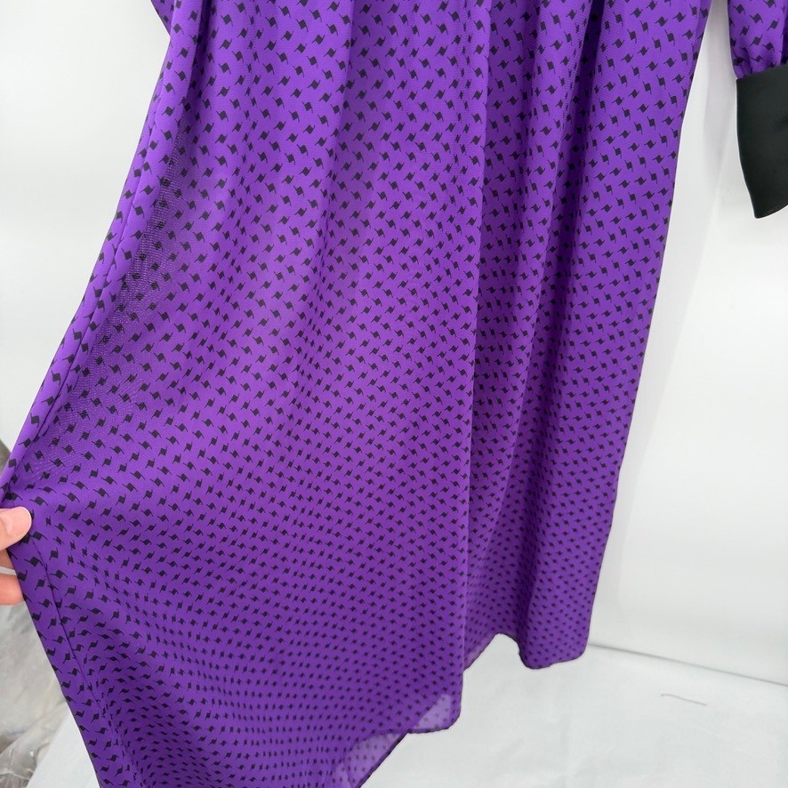 Alexis Fashions VTG Midi Dress Purple Polka Dot Retro Mod Secretary Size MD**